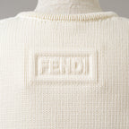 FENDI フェンディ / 21SS フェイクポケット コットン Vネック ニット / FZX625 AF4R / size 42 (WHITE) レディース