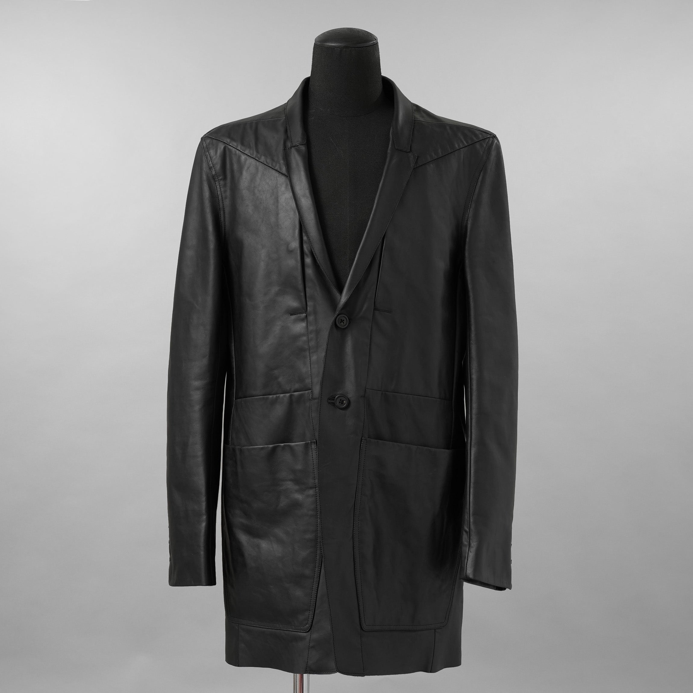 新品 Rick Owens リック オウエンス / 24SS LIDO / FOG Pocket Lido Leather Jacket / オイルカーフ レザー ジャケット / RU01D3723LOY / size 48 (BLACK)