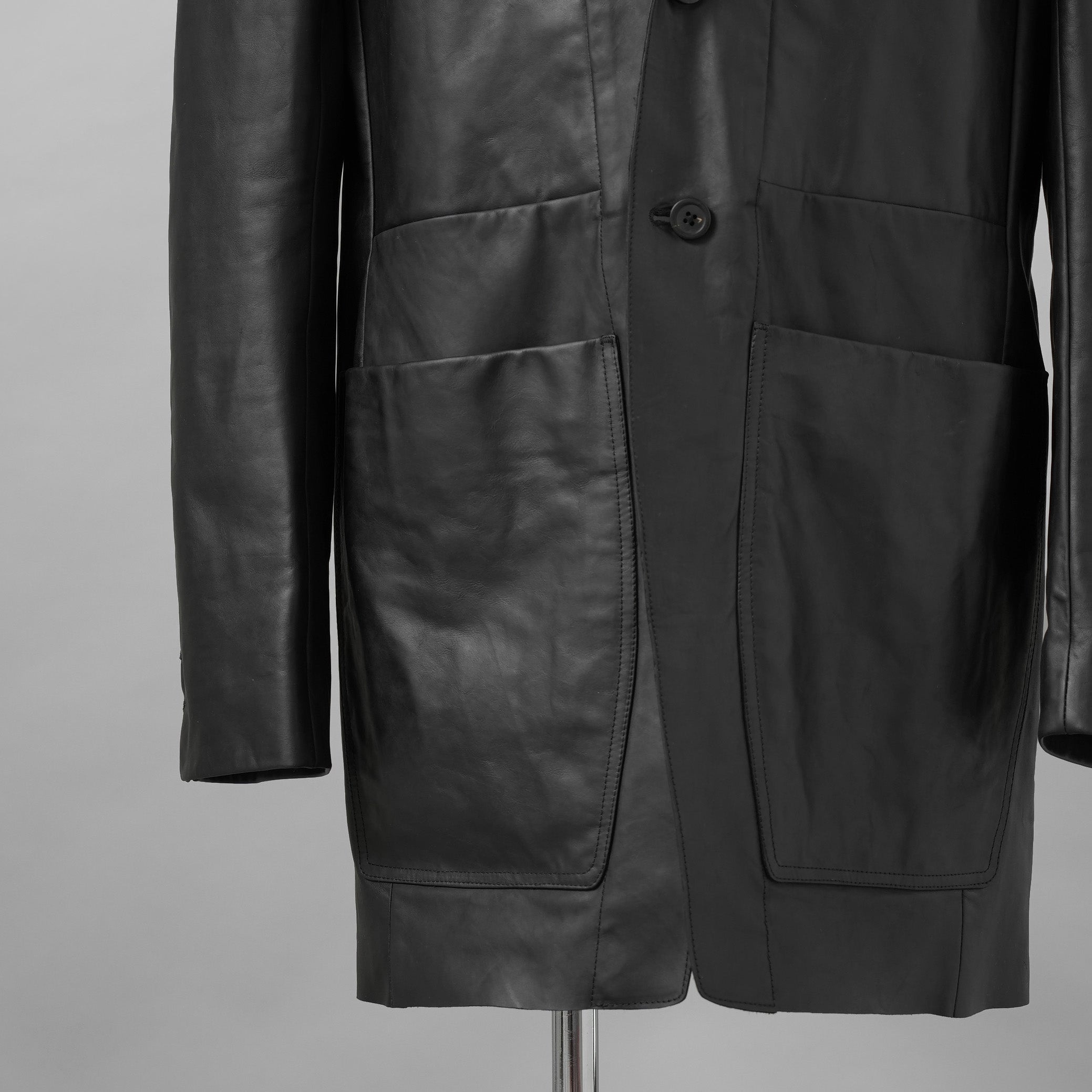 新品 Rick Owens リック オウエンス / 24SS LIDO / FOG Pocket Lido Leather Jacket / オイルカーフ レザー ジャケット / RU01D3723LOY / size 48 (BLACK)