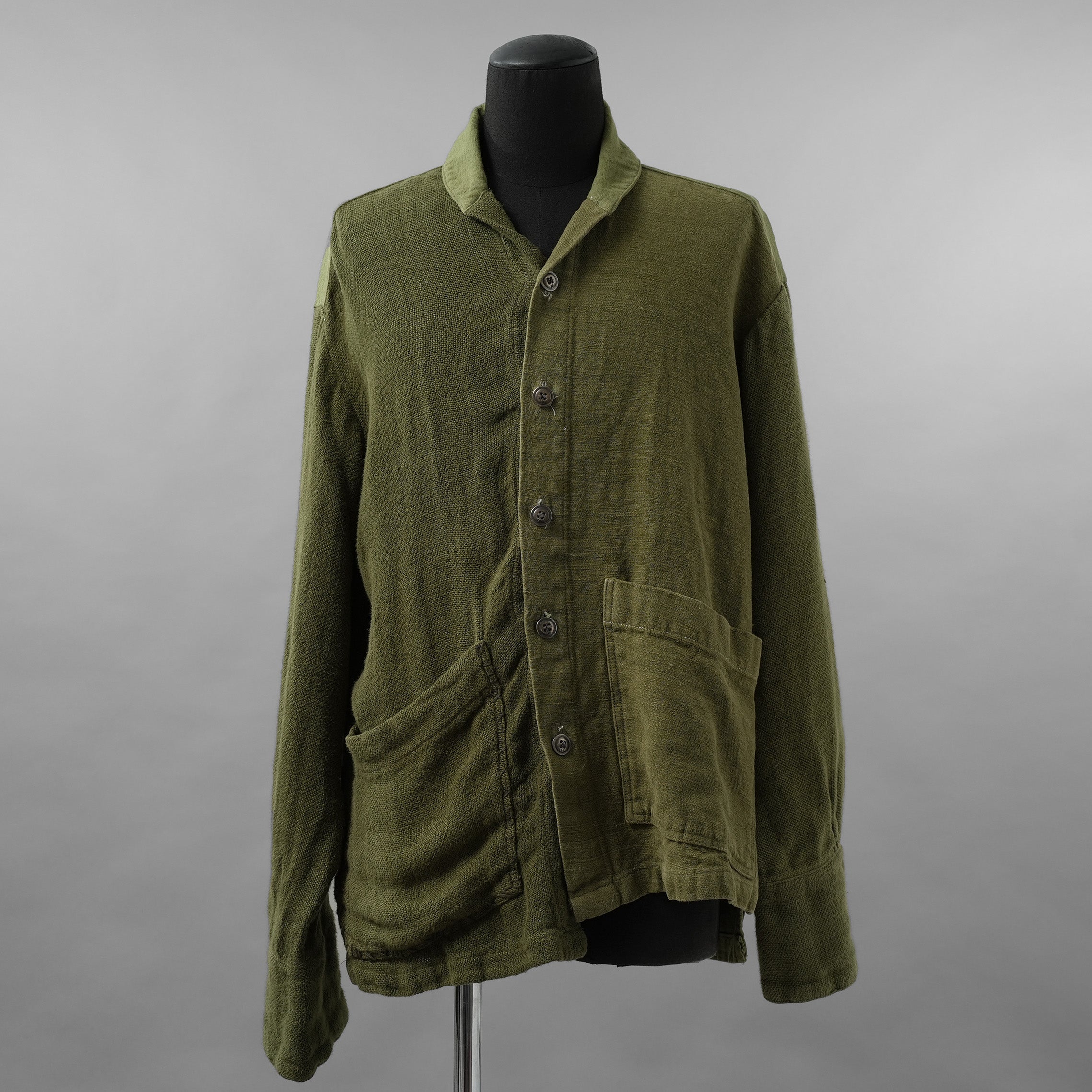 Greg Lauren グレッグローレン / 美品 24SS Army Hemp Shawl Collar Boxy Jacket ヘンプ ジャケット / size 2  (GREEN)
