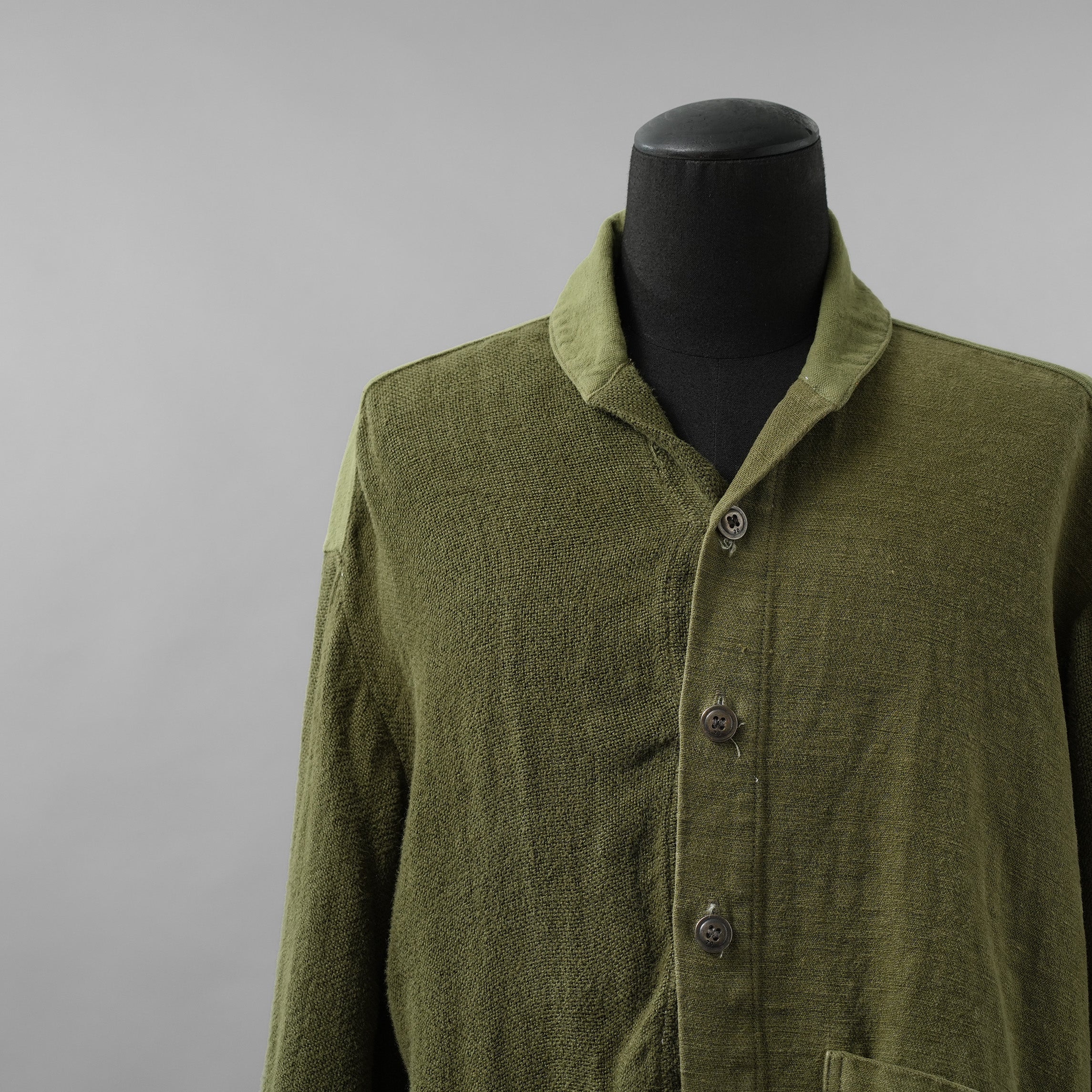 Greg Lauren グレッグローレン / 美品 24SS Army Hemp Shawl Collar Boxy Jacket ヘンプ ジャケット / size 2  (GREEN)