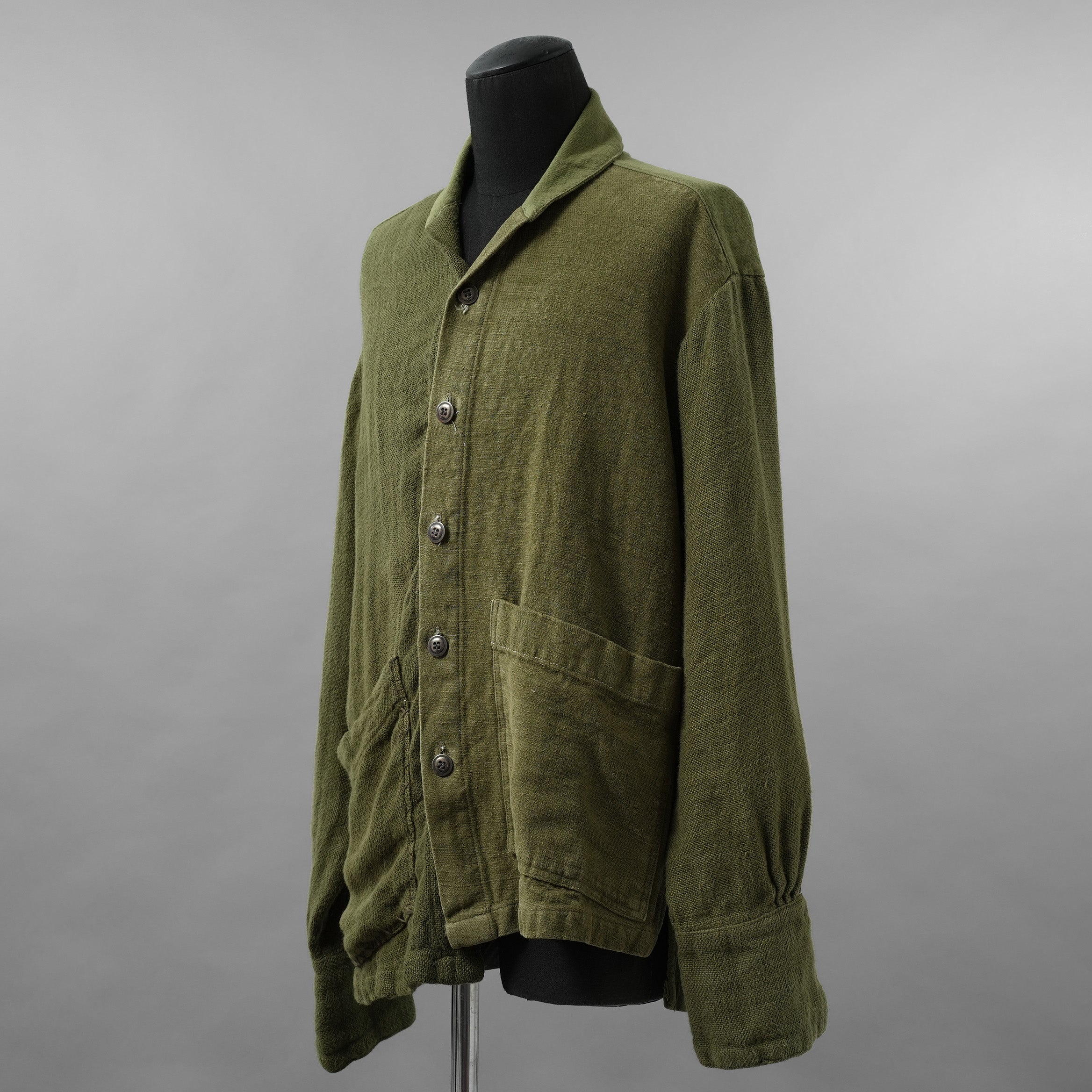 Greg Lauren グレッグローレン / 美品 24SS Army Hemp Shawl Collar Boxy Jacket ヘンプ ジャケット / size 2  (GREEN)