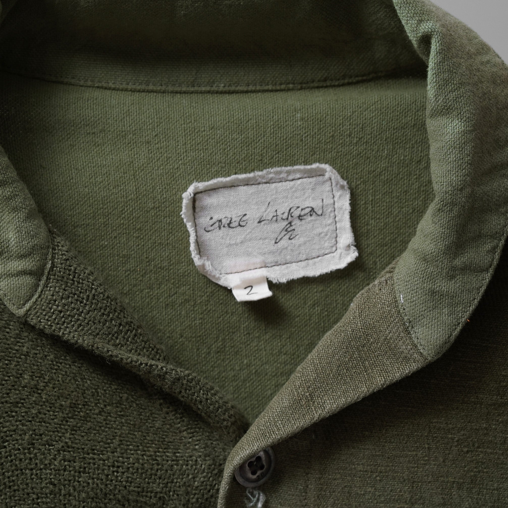 Greg Lauren グレッグローレン / 美品 24SS Army Hemp Shawl Collar Boxy Jacket ヘンプ ジャケット / size 2  (GREEN)