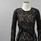 未使用 ERiKOKATORi エリコカトリ / 24SS stretch lace frill dress ドレス ワンピース / EK-11-2-1 / size F (BLACK) レディース