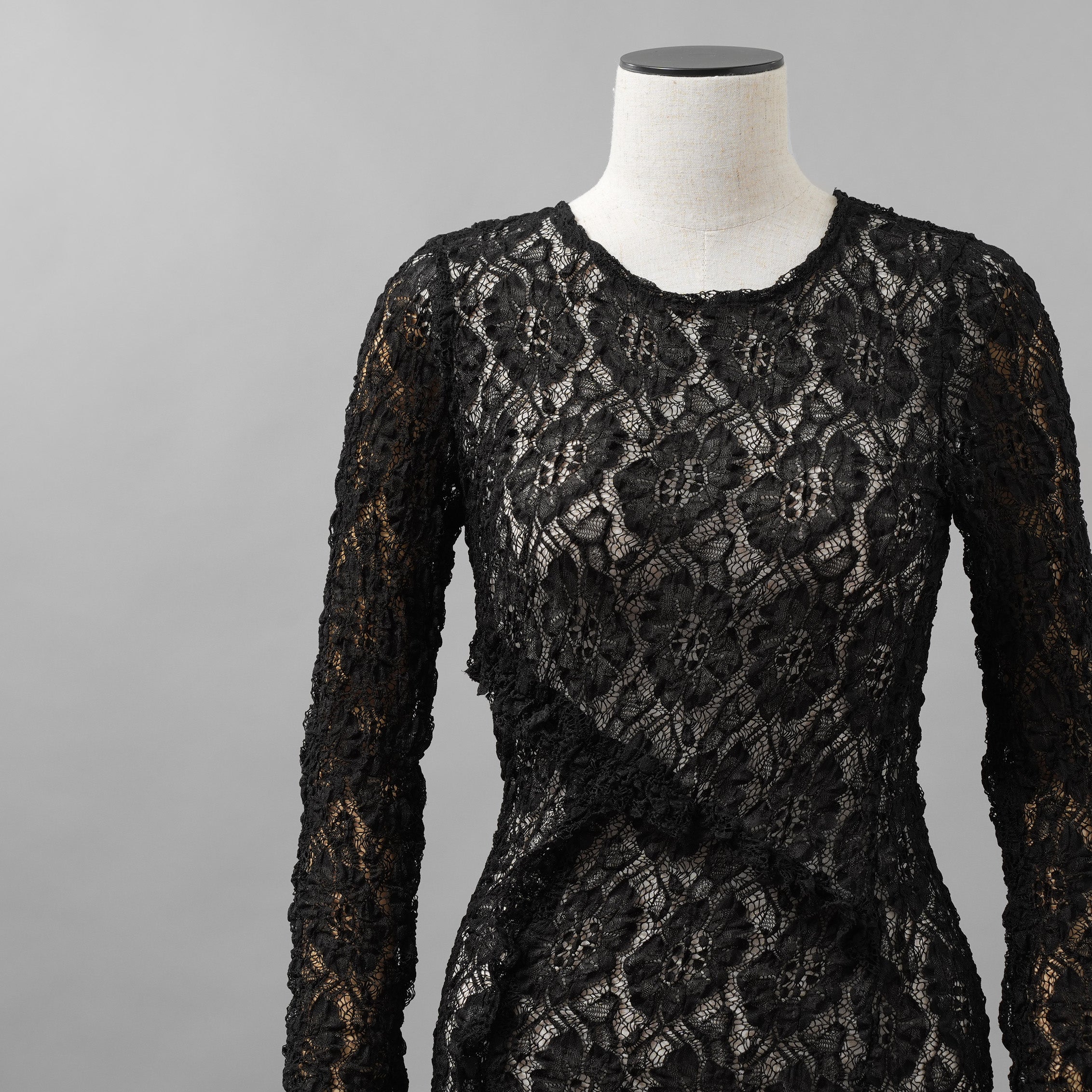 未使用 ERiKOKATORi エリコカトリ / 24SS stretch lace frill dress ドレス ワンピース / EK-11-2-1 / size F (BLACK) レディース