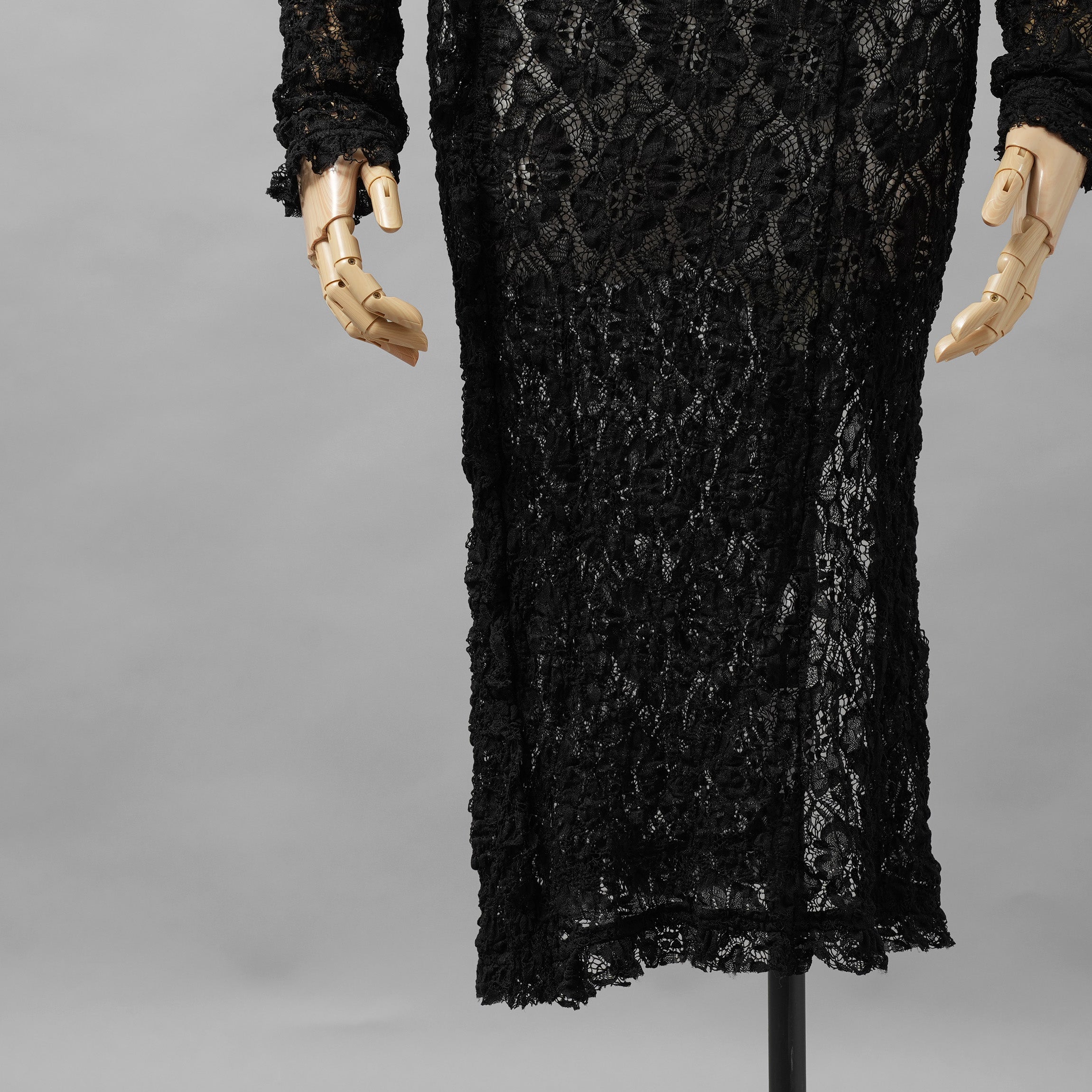 未使用 ERiKOKATORi エリコカトリ / 24SS stretch lace frill dress ドレス ワンピース / EK-11-2-1 / size F (BLACK) レディース