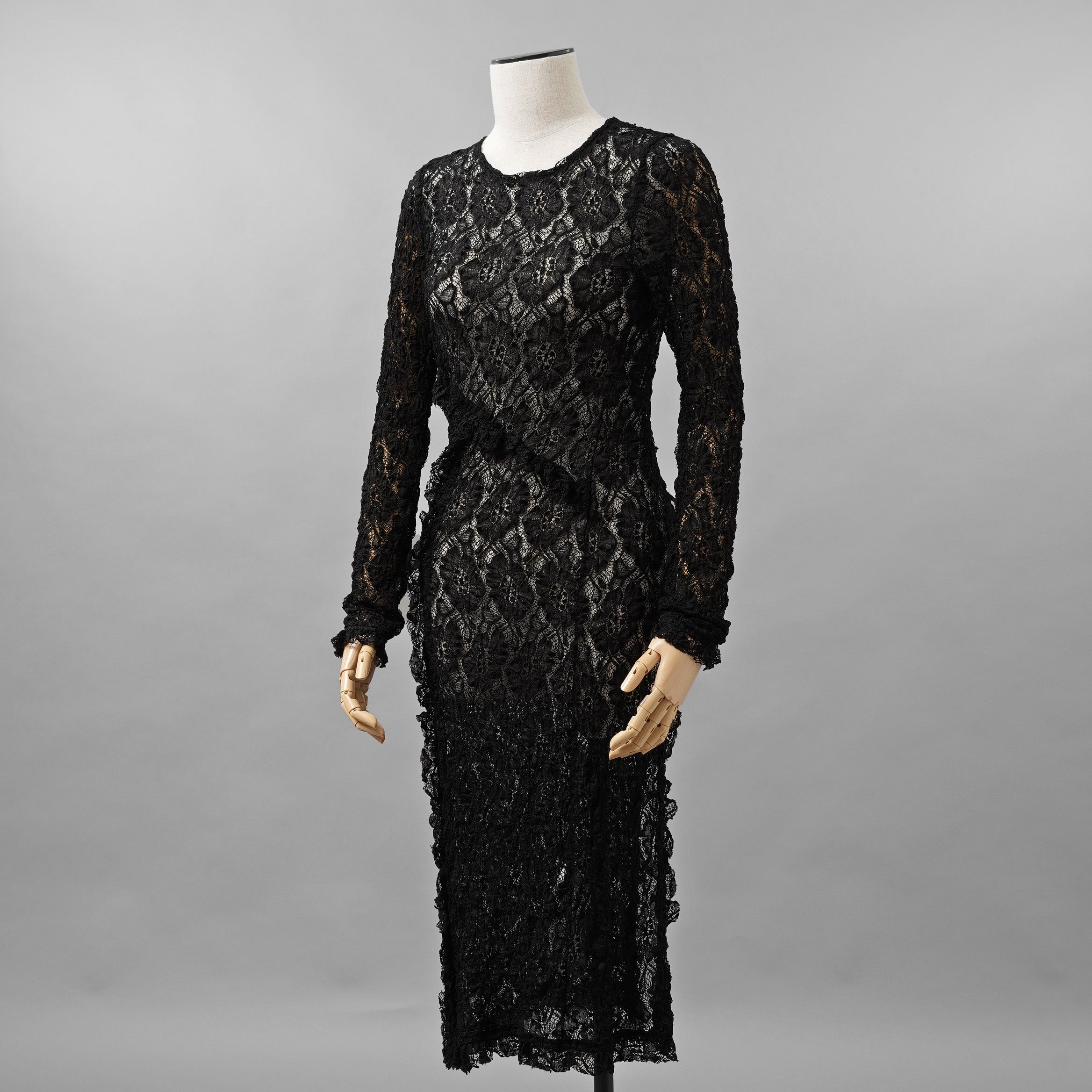 未使用 ERiKOKATORi エリコカトリ / 24SS stretch lace frill dress ドレス ワンピース / EK-11-2-1 / size F (BLACK) レディース