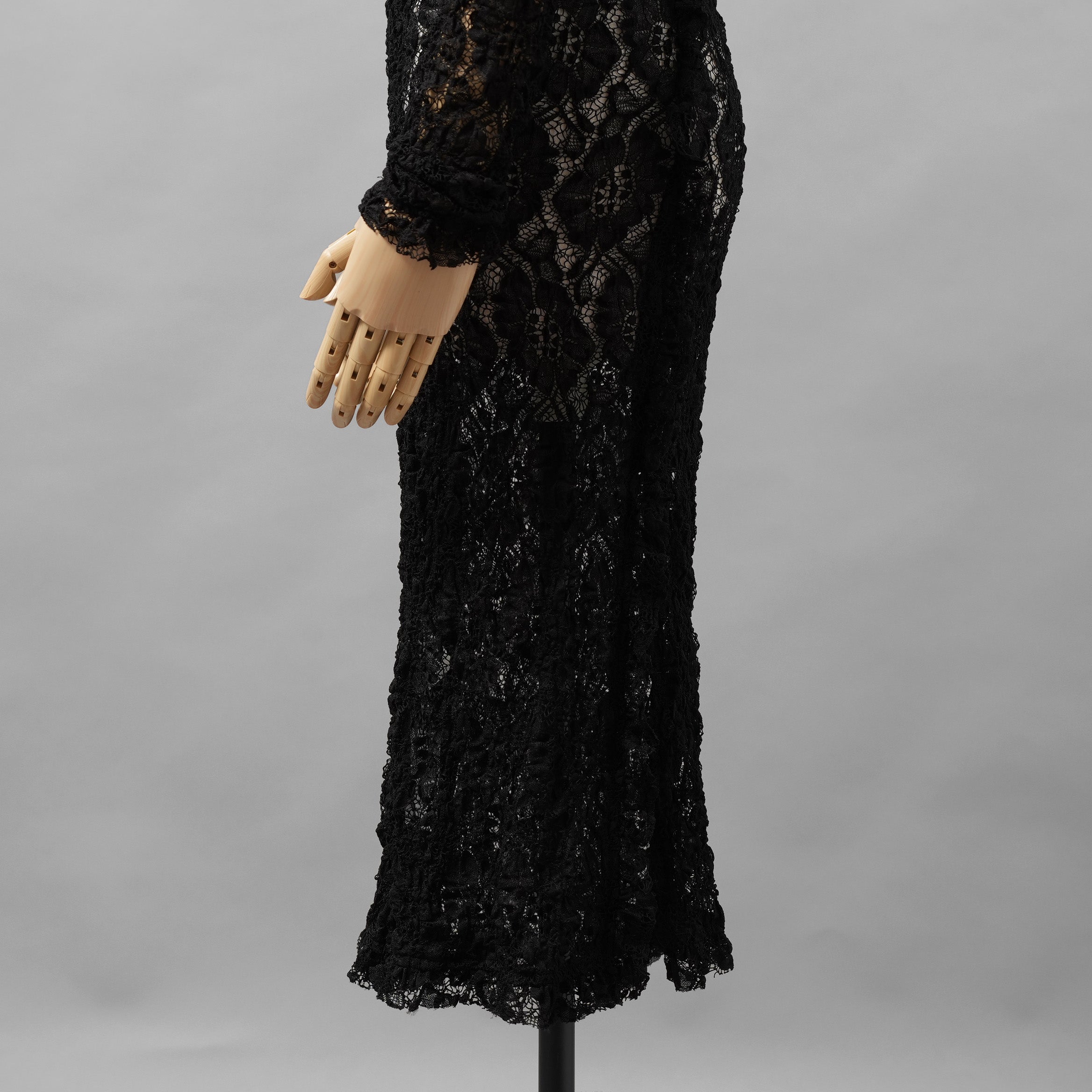 未使用 ERiKOKATORi エリコカトリ / 24SS stretch lace frill dress ドレス ワンピース / EK-11-2-1 / size F (BLACK) レディース