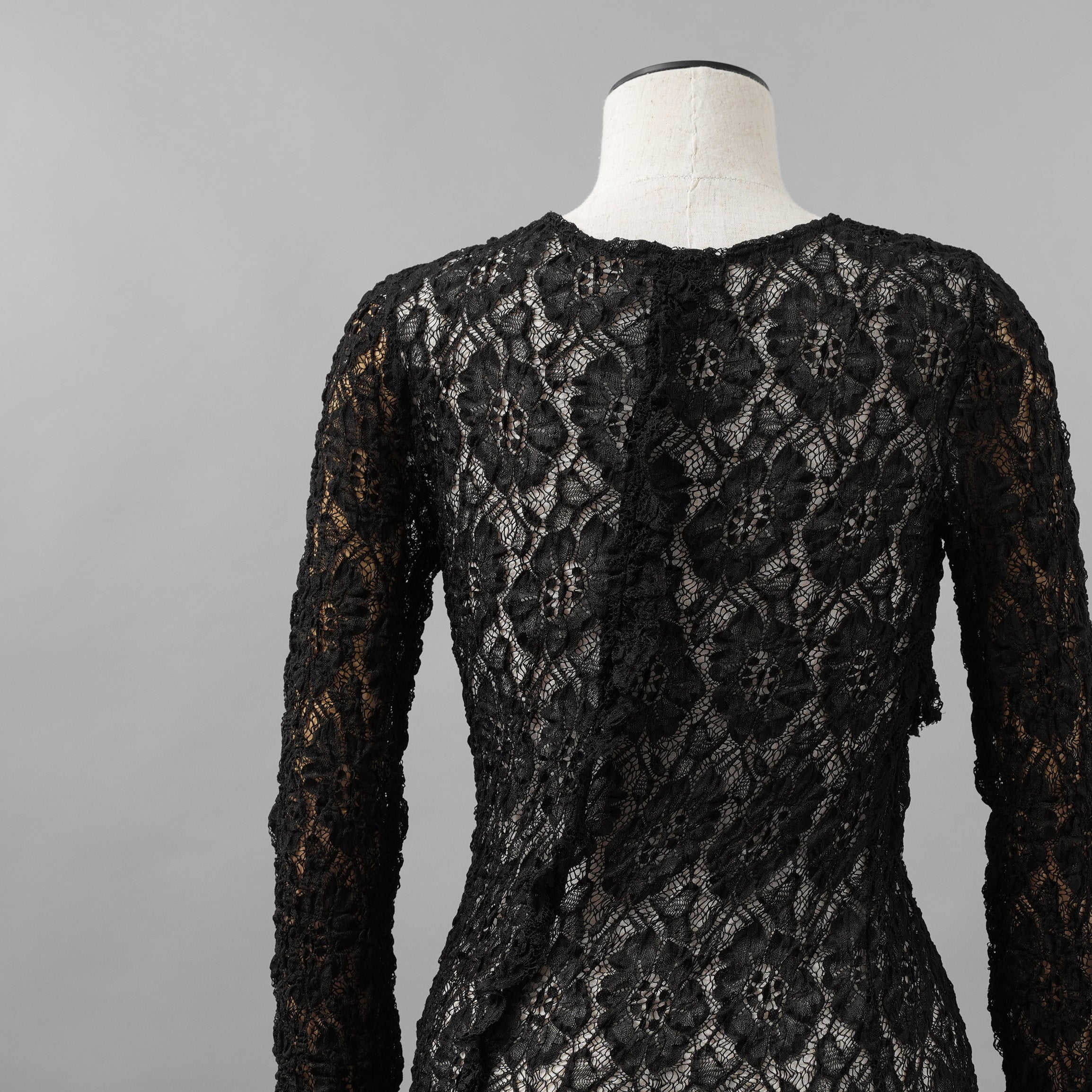 未使用 ERiKOKATORi エリコカトリ / 24SS stretch lace frill dress ドレス ワンピース / EK-11-2-1 / size F (BLACK) レディース