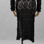 未使用 ERiKOKATORi エリコカトリ / 24SS stretch lace frill dress ドレス ワンピース / EK-11-2-1 / size F (BLACK) レディース