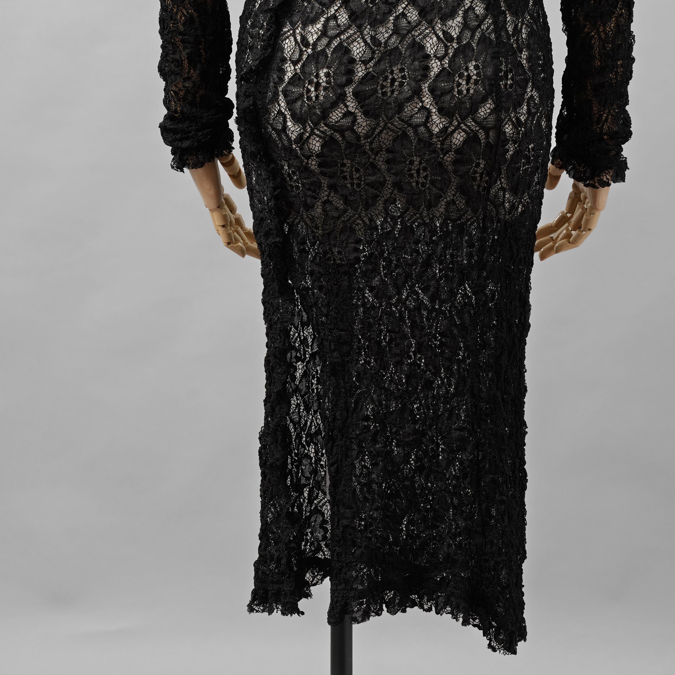 未使用 ERiKOKATORi エリコカトリ / 24SS stretch lace frill dress ドレス ワンピース / EK-11-2-1 / size F (BLACK) レディース