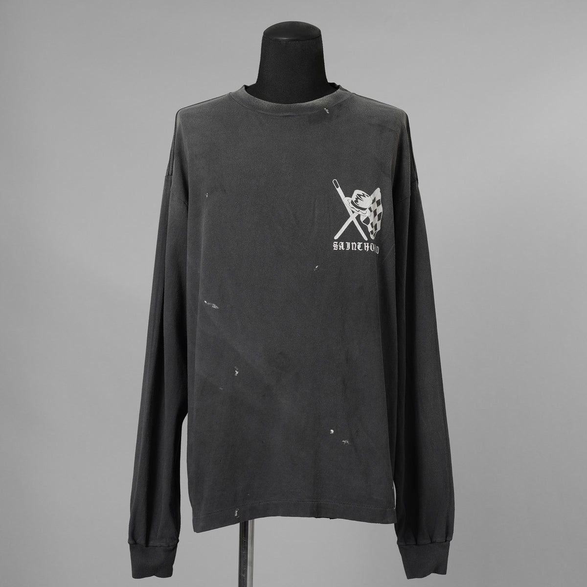 SAINT Mxxxxxx × NEIGHBORHOOD コラボ / 美品 25SS STHD . LS TEE SPEED KILLS ヴィンテージ加工 ロングスリーブTシャツ 長袖Tシャツ / SM-HR8-0000-C72 / size L (BLACK) 123059-alm