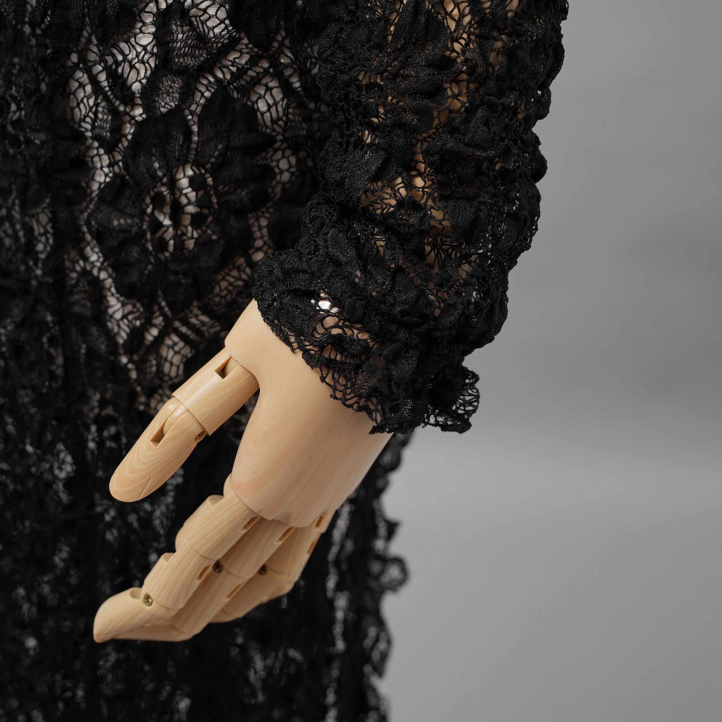 未使用 ERiKOKATORi エリコカトリ / 24SS stretch lace frill dress ドレス ワンピース / EK-11-2-1 / size F (BLACK) レディース
