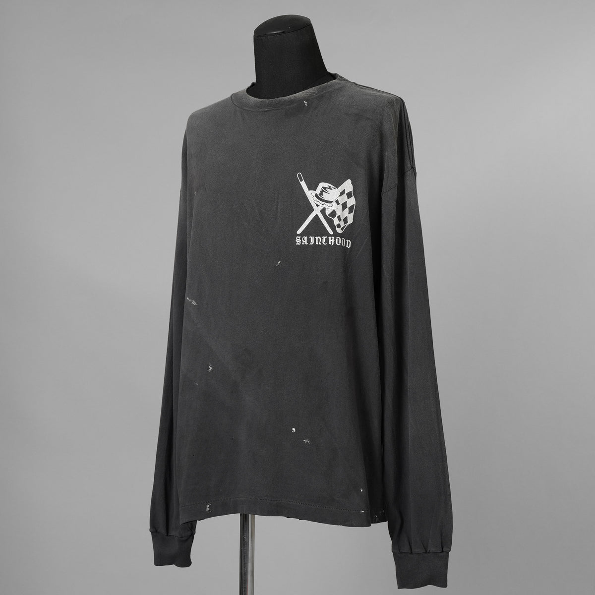 SAINT Mxxxxxx × NEIGHBORHOOD コラボ / 美品 25SS STHD . LS TEE SPEED KILLS ヴィンテージ加工 ロングスリーブTシャツ 長袖Tシャツ / SM-HR8-0000-C72 / size L (BLACK) 123059-alm