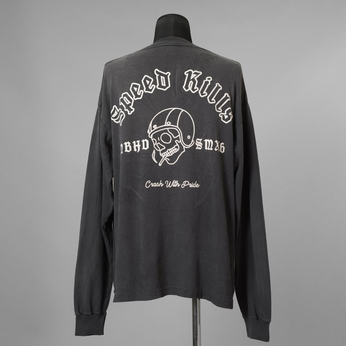SAINT Mxxxxxx × NEIGHBORHOOD コラボ / 美品 25SS STHD . LS TEE SPEED KILLS ヴィンテージ加工 ロングスリーブTシャツ 長袖Tシャツ / SM-HR8-0000-C72 / size L (BLACK) 123059-alm