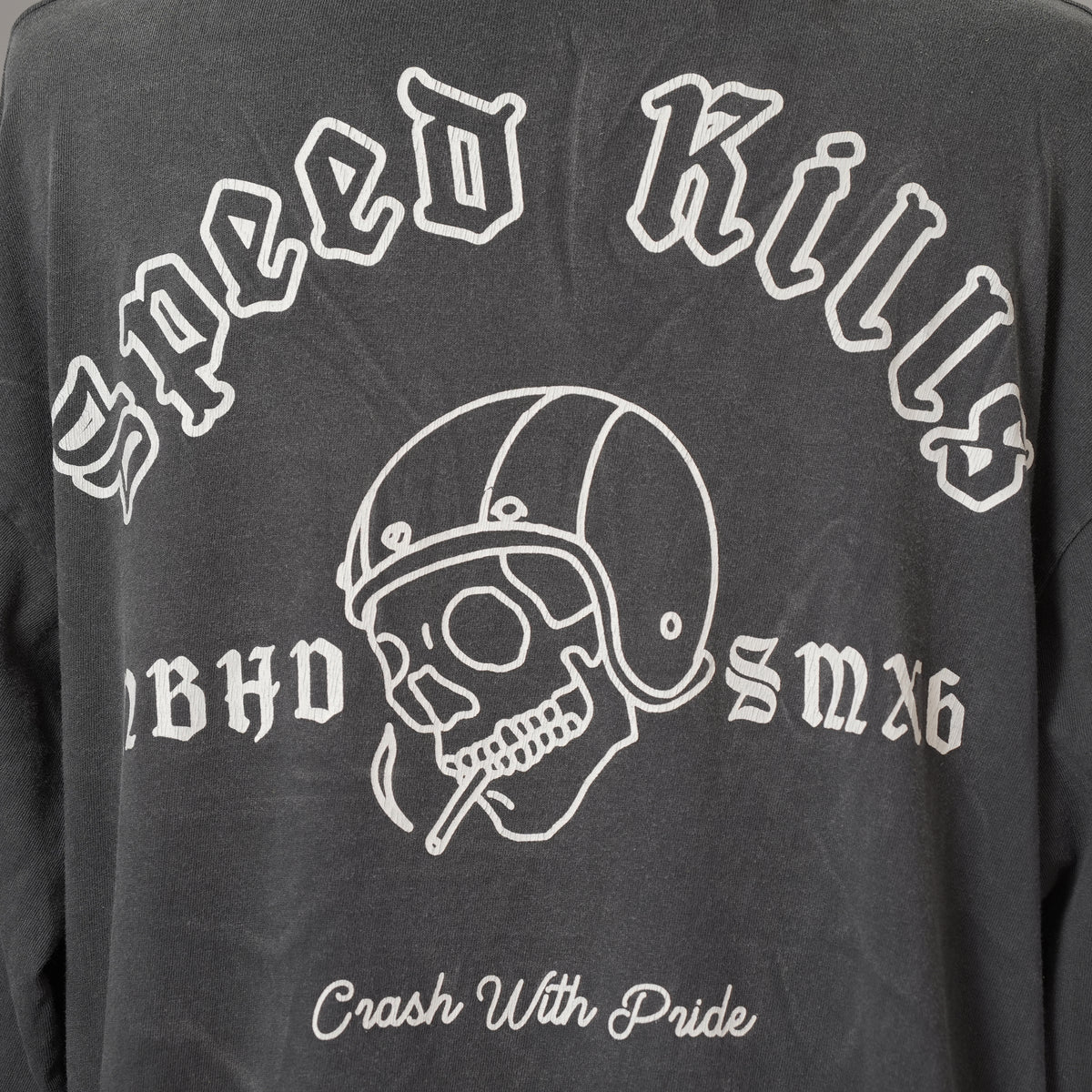 SAINT Mxxxxxx × NEIGHBORHOOD コラボ / 美品 25SS STHD . LS TEE SPEED KILLS ヴィンテージ加工 ロングスリーブTシャツ 長袖Tシャツ / SM-HR8-0000-C72 / size L (BLACK) 123059-alm
