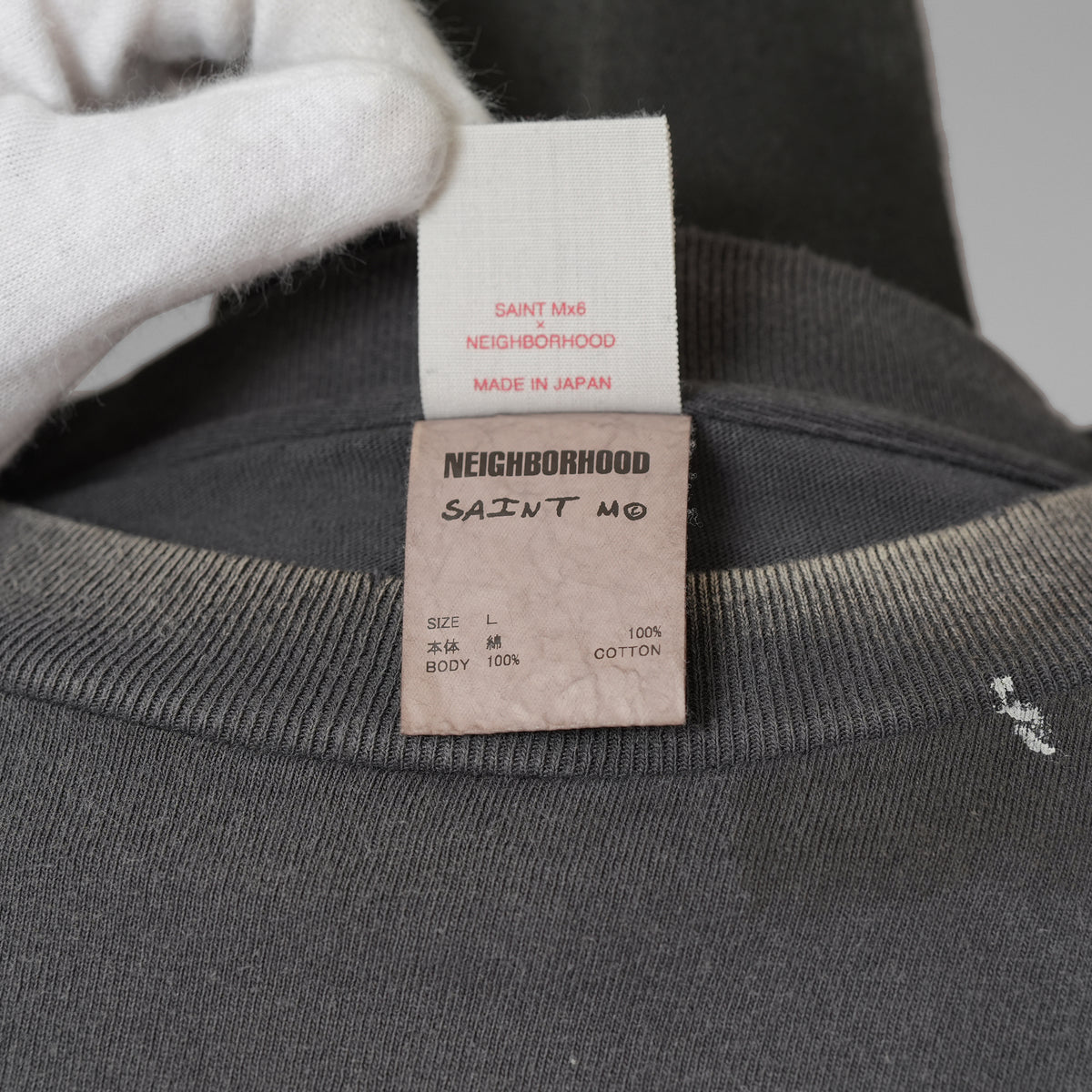 SAINT Mxxxxxx × NEIGHBORHOOD コラボ / 美品 25SS STHD . LS TEE SPEED KILLS ヴィンテージ加工 ロングスリーブTシャツ 長袖Tシャツ / SM-HR8-0000-C72 / size L (BLACK) 123059-alm