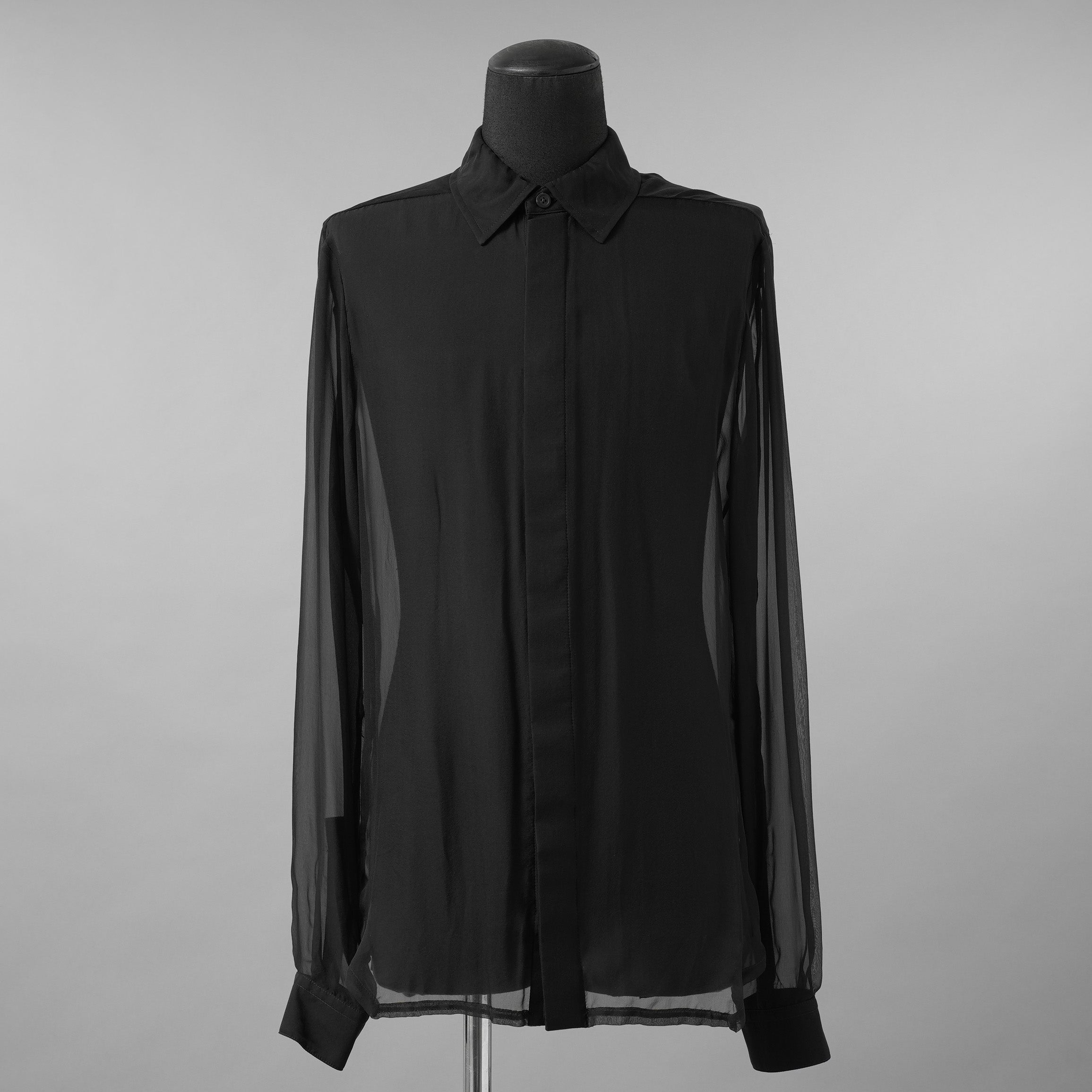 Rick Owens リックオウエンス / 美品 24SS LIDO OFFICE SHIRT シルクシアー 長袖シャツ / RU01D3299-S / size 48 (BLACK)