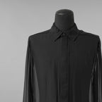 Rick Owens リックオウエンス / 美品 24SS LIDO OFFICE SHIRT シルクシアー 長袖シャツ / RU01D3299-S / size 48 (BLACK)