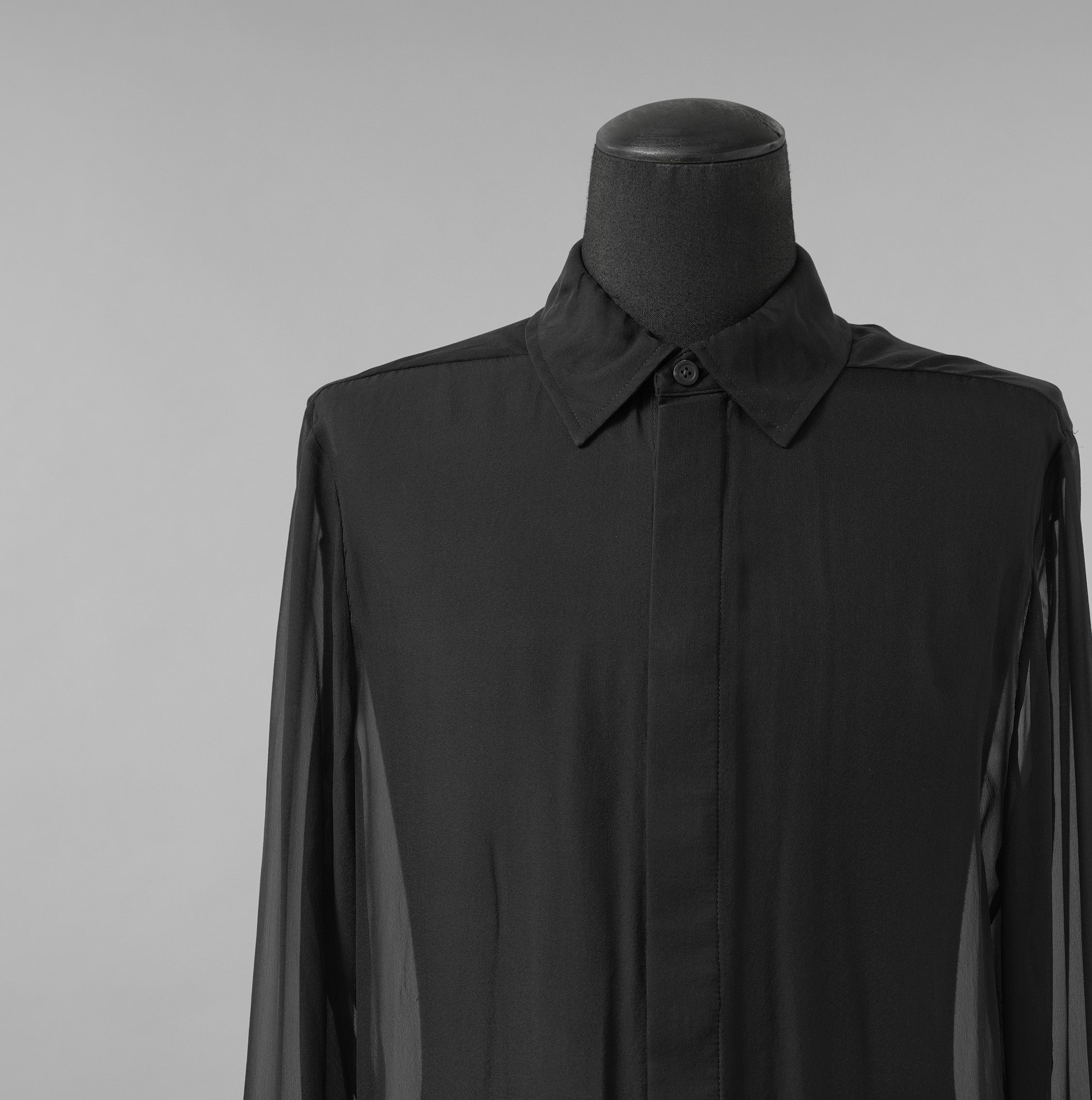 Rick Owens リックオウエンス / 美品 24SS LIDO OFFICE SHIRT シルクシアー 長袖シャツ / RU01D3299-S / size 48 (BLACK)
