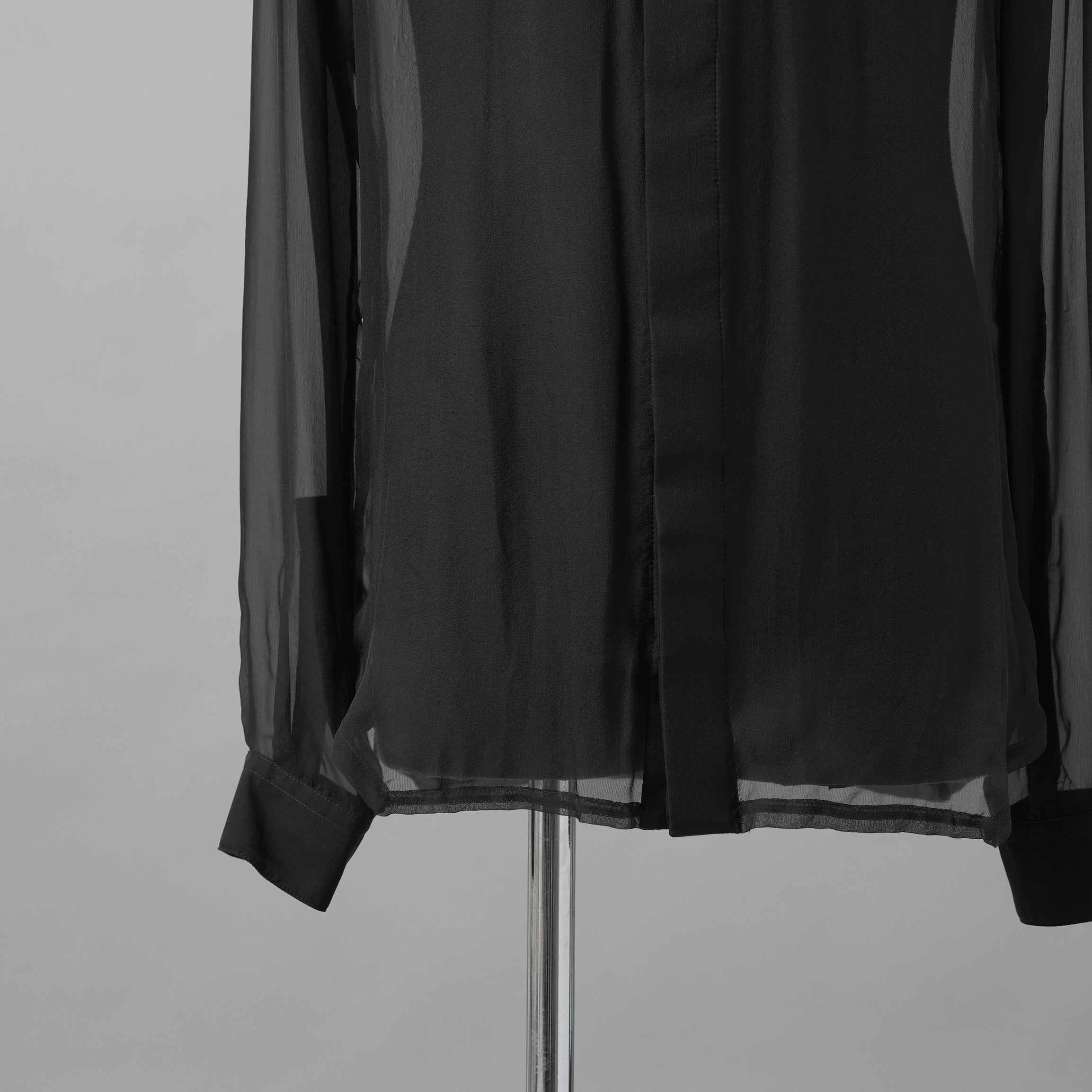 Rick Owens リックオウエンス / 美品 24SS LIDO OFFICE SHIRT シルクシアー 長袖シャツ / RU01D3299-S / size 48 (BLACK)