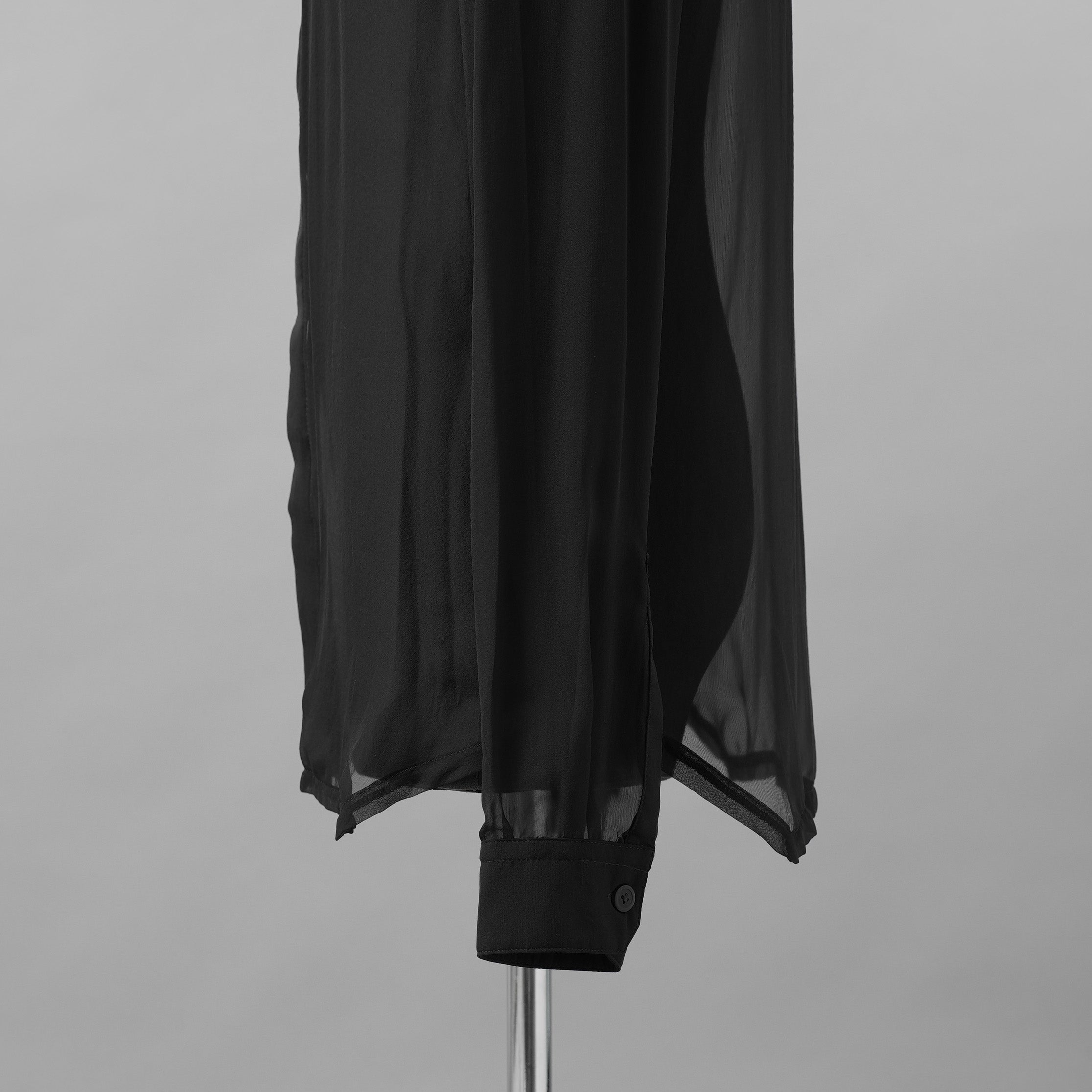 Rick Owens リックオウエンス / 美品 24SS LIDO OFFICE SHIRT シルクシアー 長袖シャツ / RU01D3299-S / size 48 (BLACK)