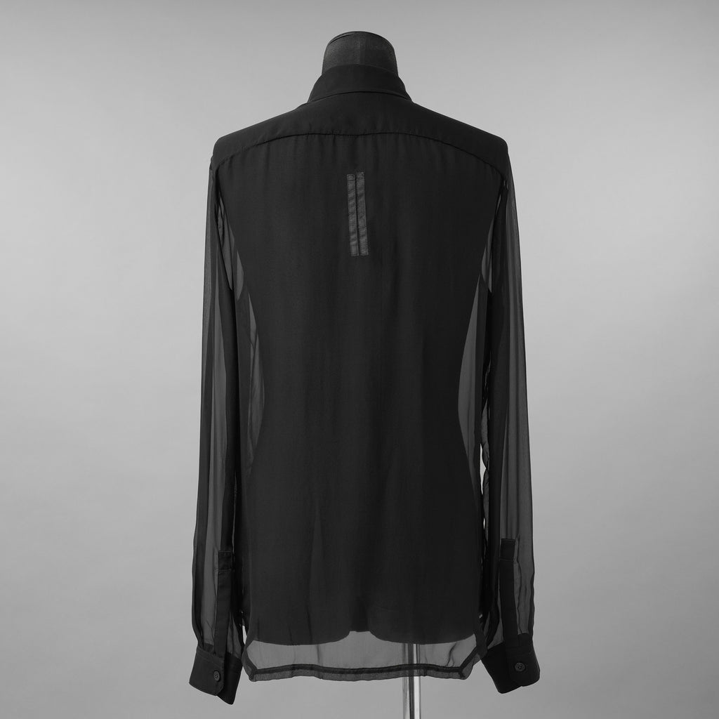 Rick Owens リックオウエンス / 美品 24SS LIDO OFFICE SHIRT シルクシアー 長袖シャツ / RU01D3299-S / size 48 (BLACK)