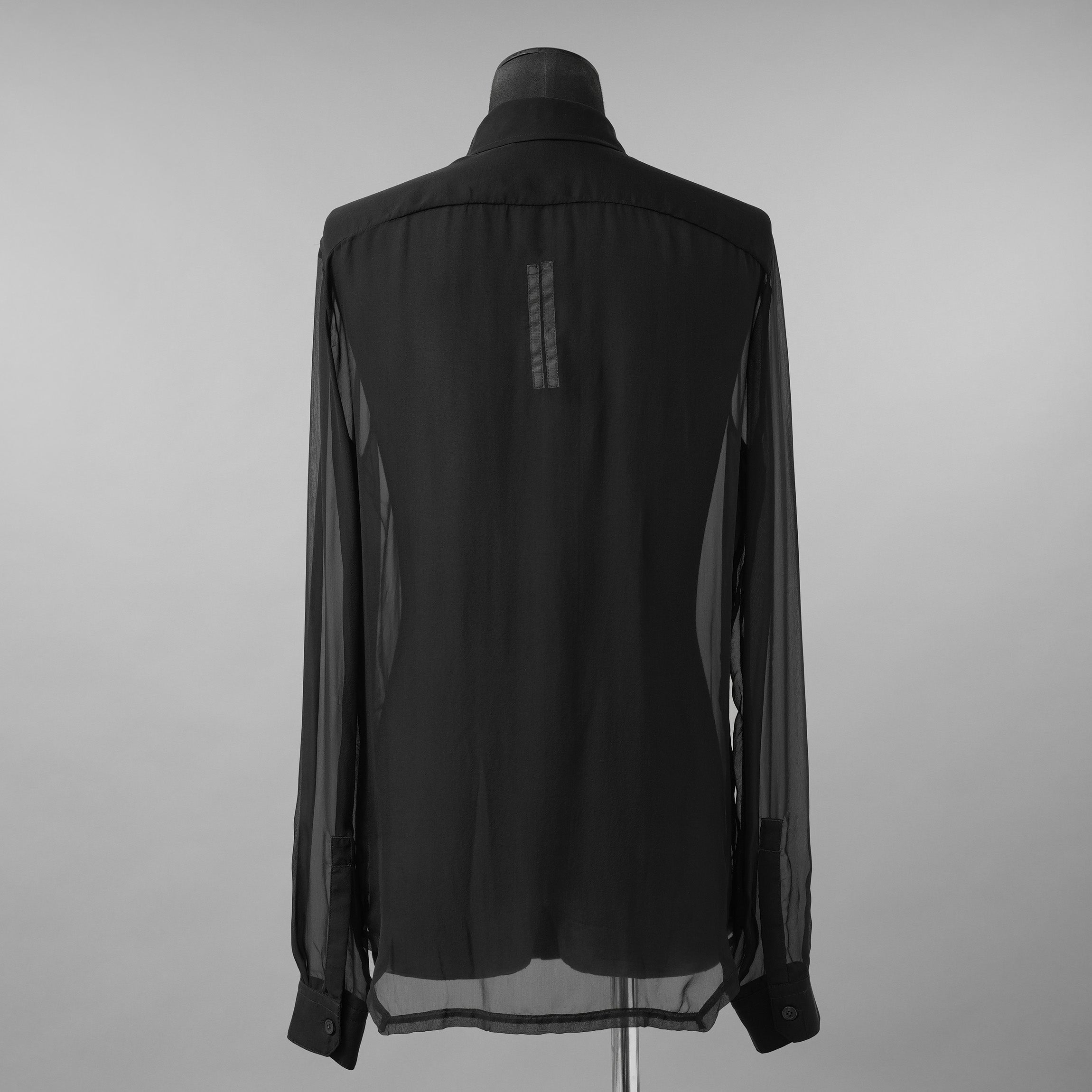 Rick Owens リックオウエンス / 美品 24SS LIDO OFFICE SHIRT シルクシアー 長袖シャツ / RU01D3299-S / size 48 (BLACK)