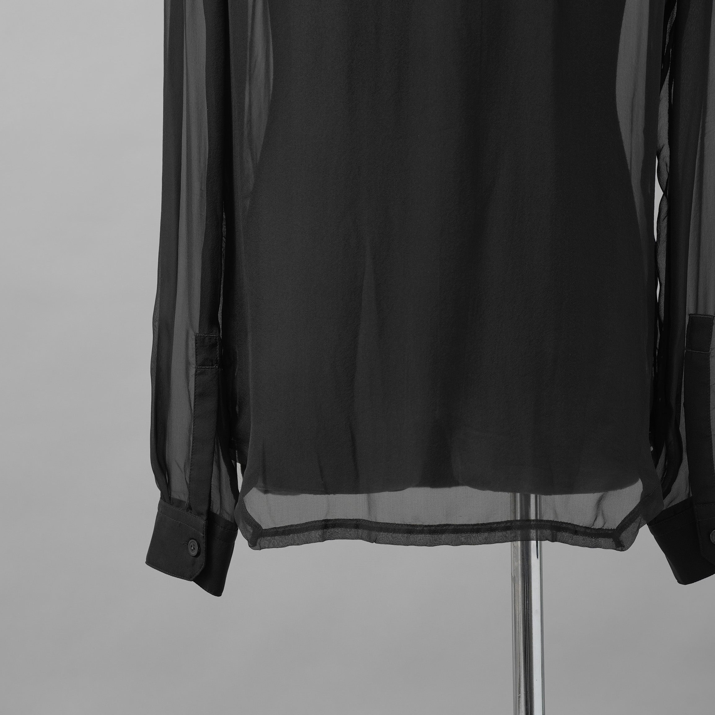 Rick Owens リックオウエンス / 美品 24SS LIDO OFFICE SHIRT シルクシアー 長袖シャツ / RU01D3299-S / size 48 (BLACK)
