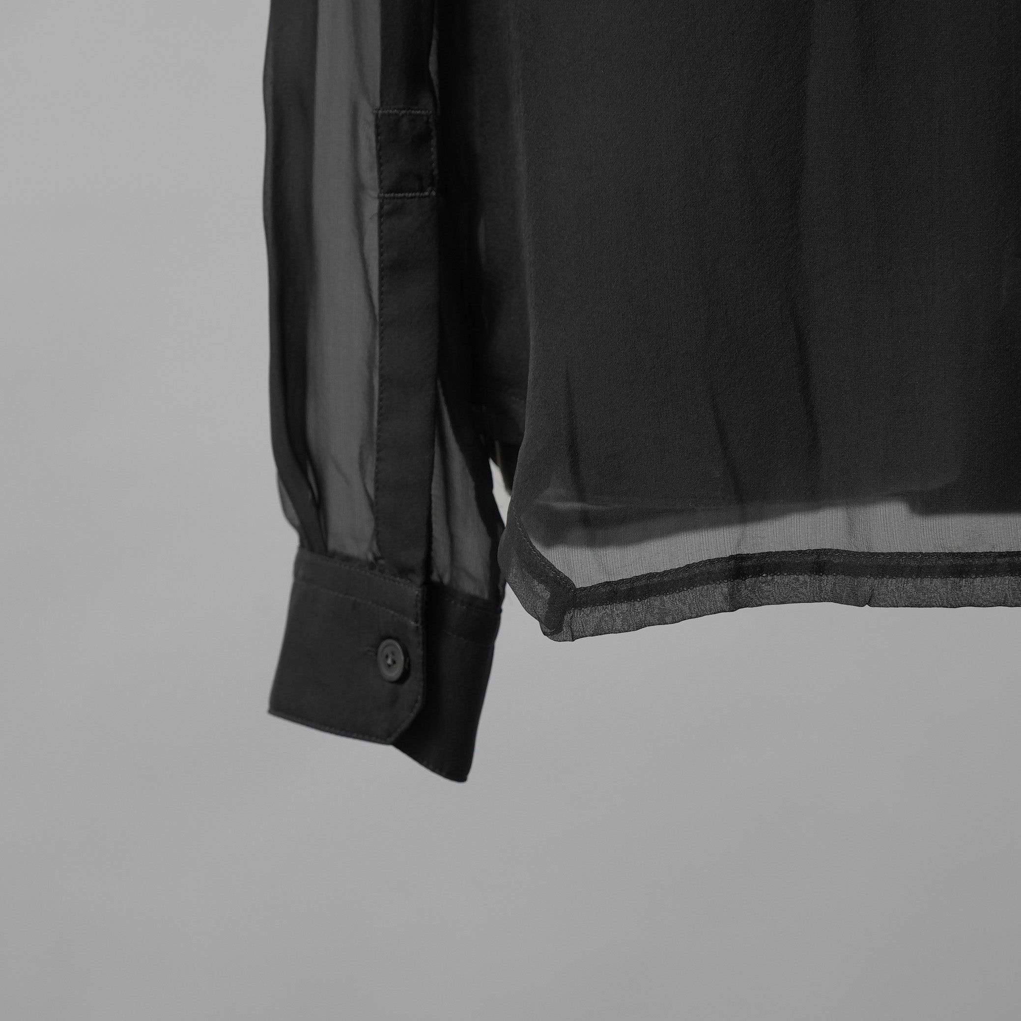 Rick Owens リックオウエンス / 美品 24SS LIDO OFFICE SHIRT シルクシアー 長袖シャツ / RU01D3299-S / size 48 (BLACK)