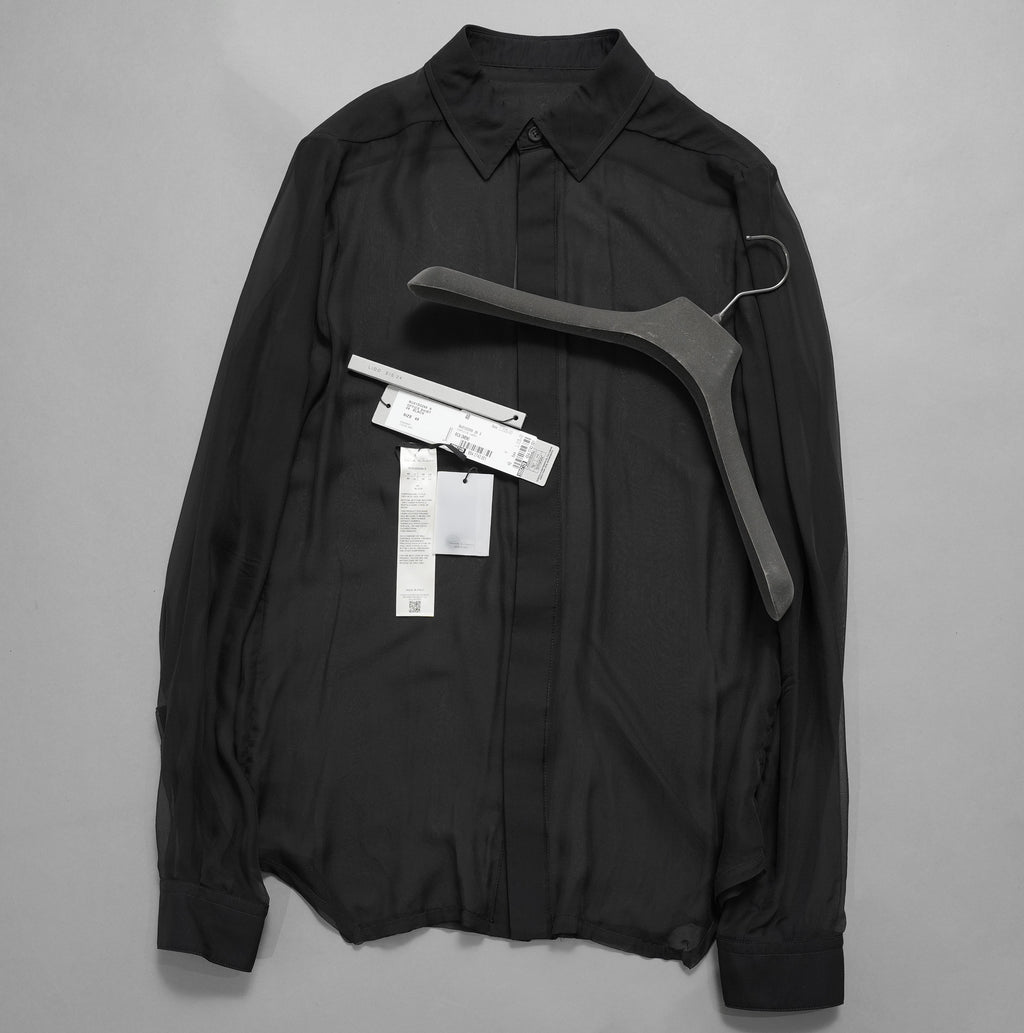 Rick Owens リックオウエンス / 美品 24SS LIDO OFFICE SHIRT シルクシアー 長袖シャツ / RU01D3299-S / size 48 (BLACK)