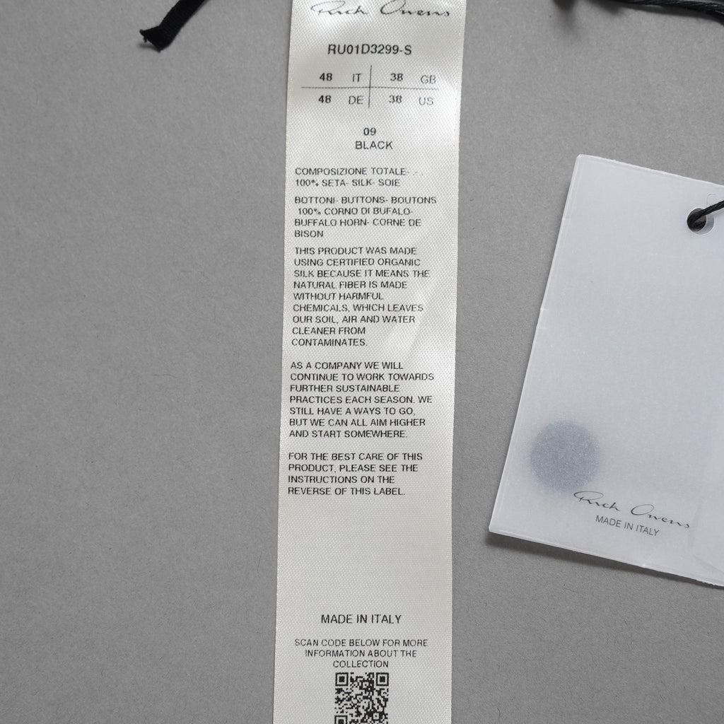 Rick Owens リックオウエンス / 美品 24SS LIDO OFFICE SHIRT シルクシアー 長袖シャツ / RU01D3299-S / size 48 (BLACK)