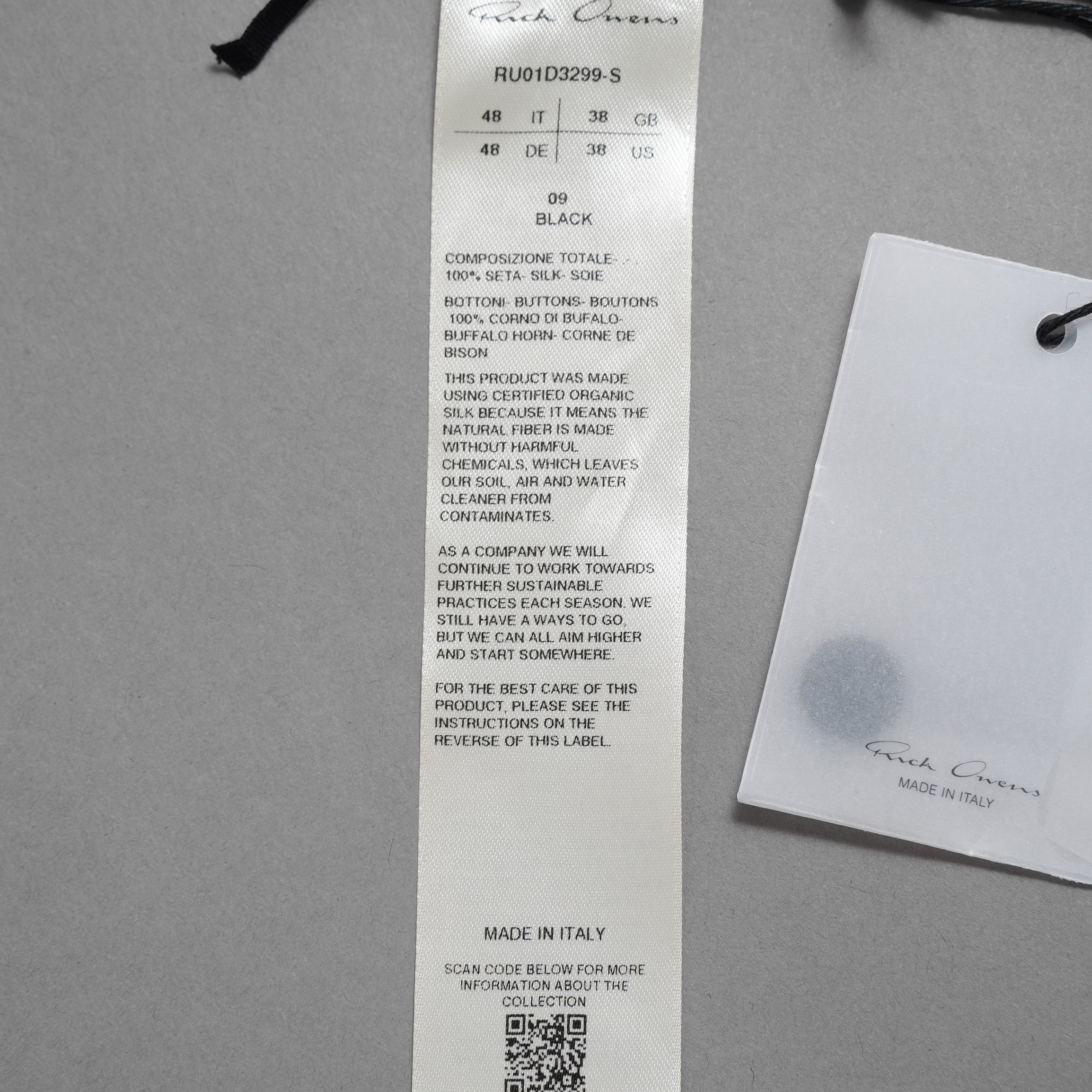 Rick Owens リックオウエンス / 美品 24SS LIDO OFFICE SHIRT シルクシアー 長袖シャツ / RU01D3299-S / size 48 (BLACK)