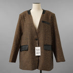 未使用品 ANDREA&Co. アンドレアアンドコー / 25AW シャイニーレザーコンビセットアップ ジャケット スカート / ansun-533 / size FREE (BROWN) レディース