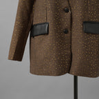 未使用品 ANDREA&Co. アンドレアアンドコー / 25AW シャイニーレザーコンビセットアップ ジャケット スカート / ansun-533 / size FREE (BROWN) レディース