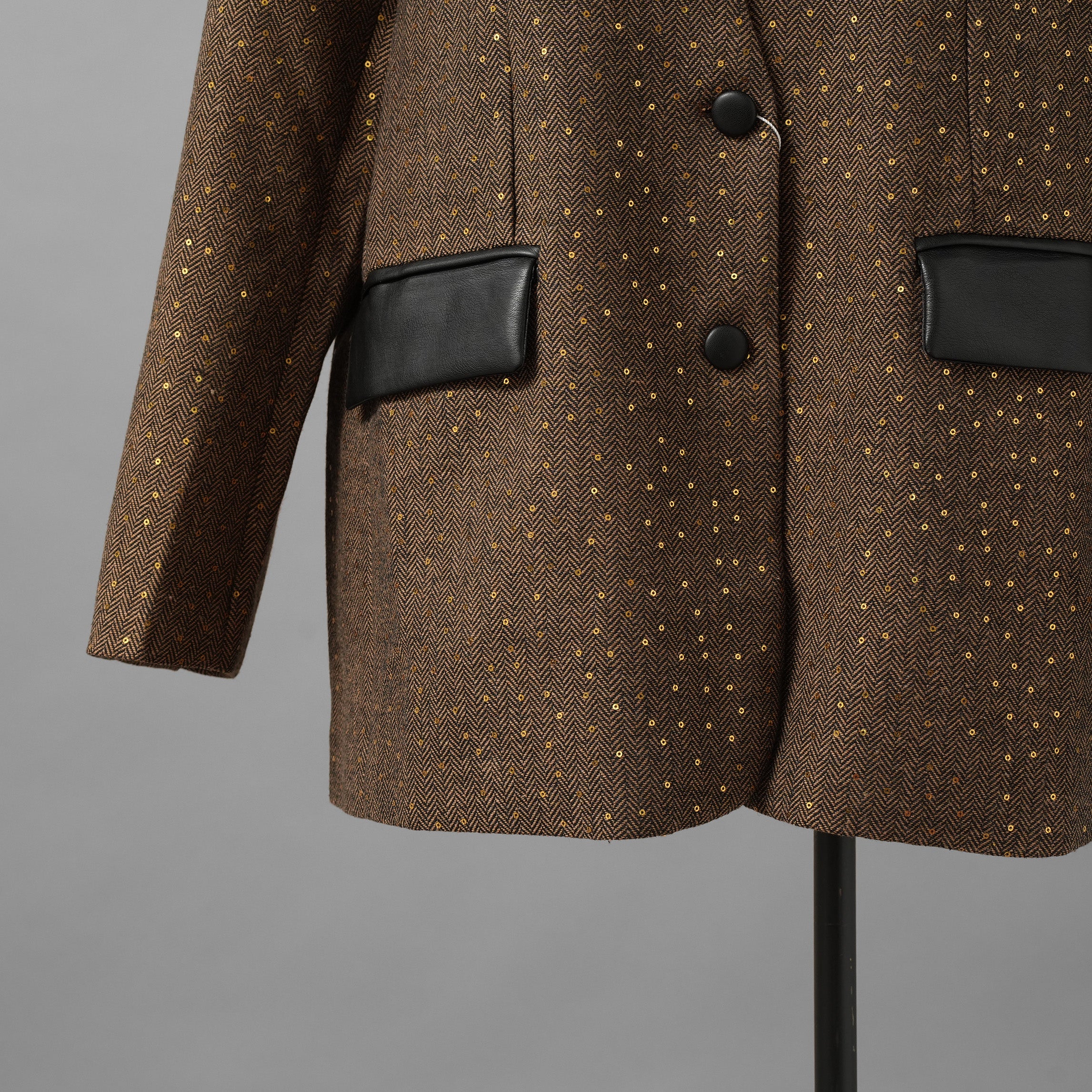 未使用品 ANDREA&Co. アンドレアアンドコー / 25AW シャイニーレザーコンビセットアップ ジャケット スカート / ansun-533 / size FREE (BROWN) レディース
