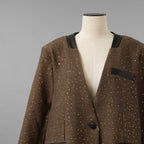 未使用品 ANDREA&Co. アンドレアアンドコー / 25AW シャイニーレザーコンビセットアップ ジャケット スカート / ansun-533 / size FREE (BROWN) レディース