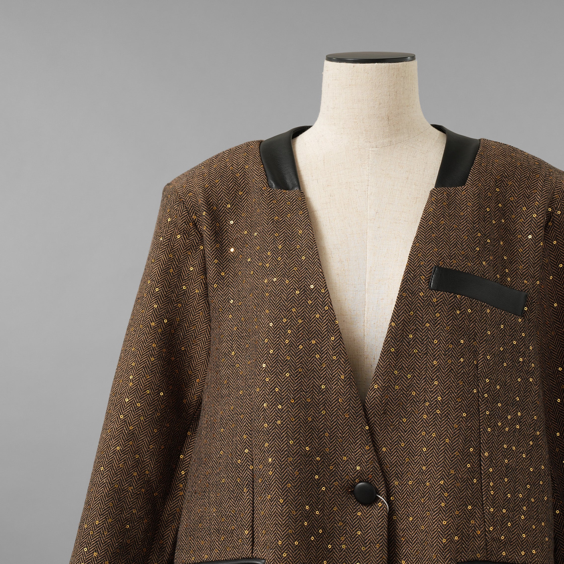 未使用品 ANDREA&Co. アンドレアアンドコー / 25AW シャイニーレザーコンビセットアップ ジャケット スカート / ansun-533 / size FREE (BROWN) レディース