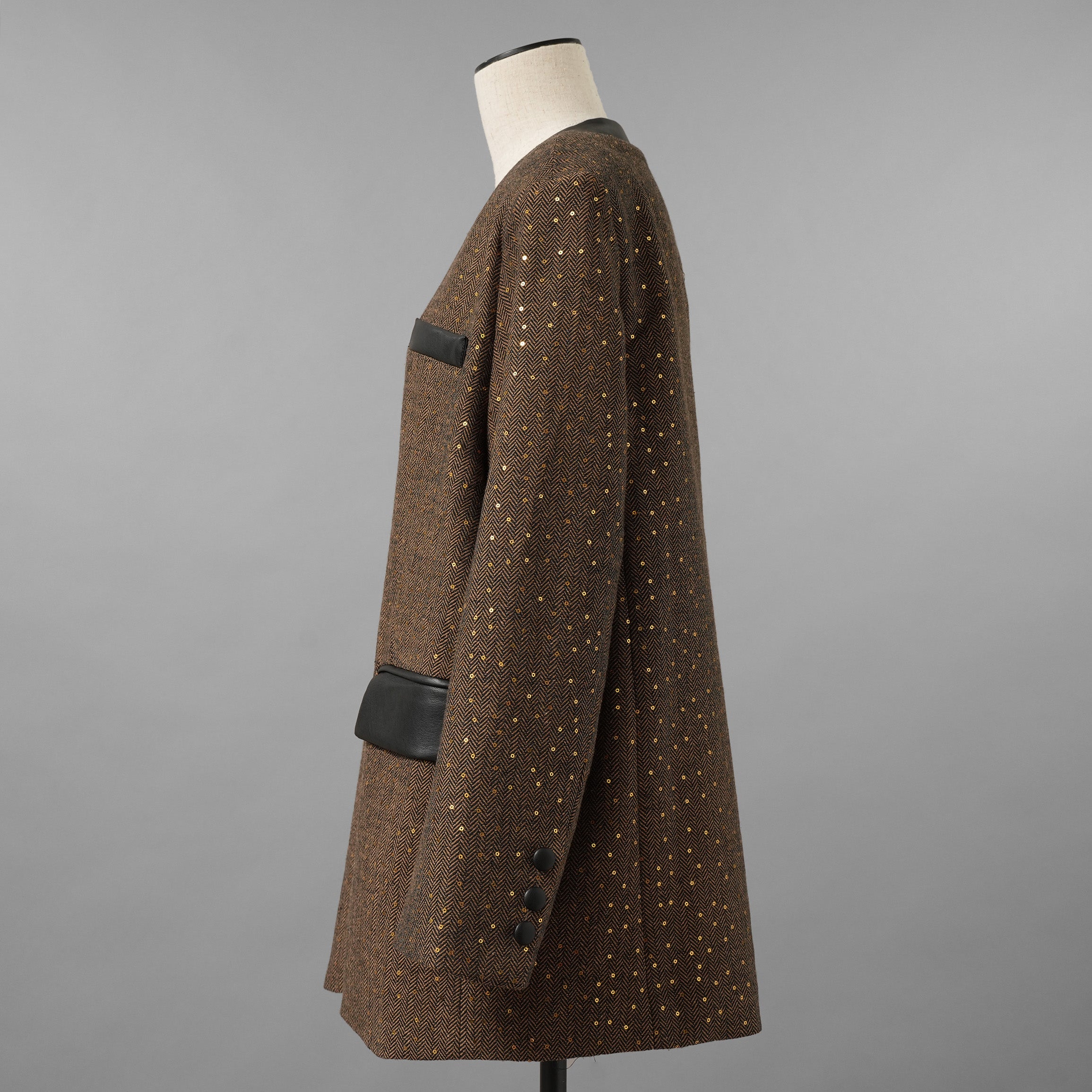 未使用品 ANDREA&Co. アンドレアアンドコー / 25AW シャイニーレザーコンビセットアップ ジャケット スカート / ansun-533 / size FREE (BROWN) レディース