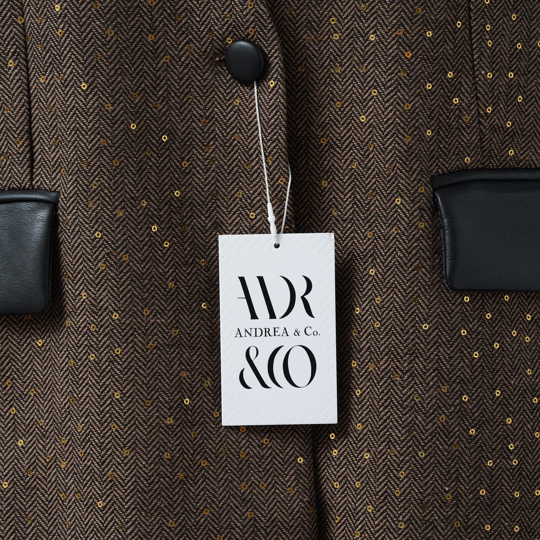 未使用品 ANDREA&Co. アンドレアアンドコー / 25AW シャイニーレザーコンビセットアップ ジャケット スカート / ansun-533 / size FREE (BROWN) レディース