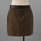 未使用品 ANDREA&Co. アンドレアアンドコー / 25AW シャイニーレザーコンビセットアップ ジャケット スカート / ansun-533 / size FREE (BROWN) レディース