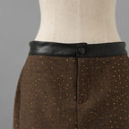 未使用品 ANDREA&Co. アンドレアアンドコー / 25AW シャイニーレザーコンビセットアップ ジャケット スカート / ansun-533 / size FREE (BROWN) レディース