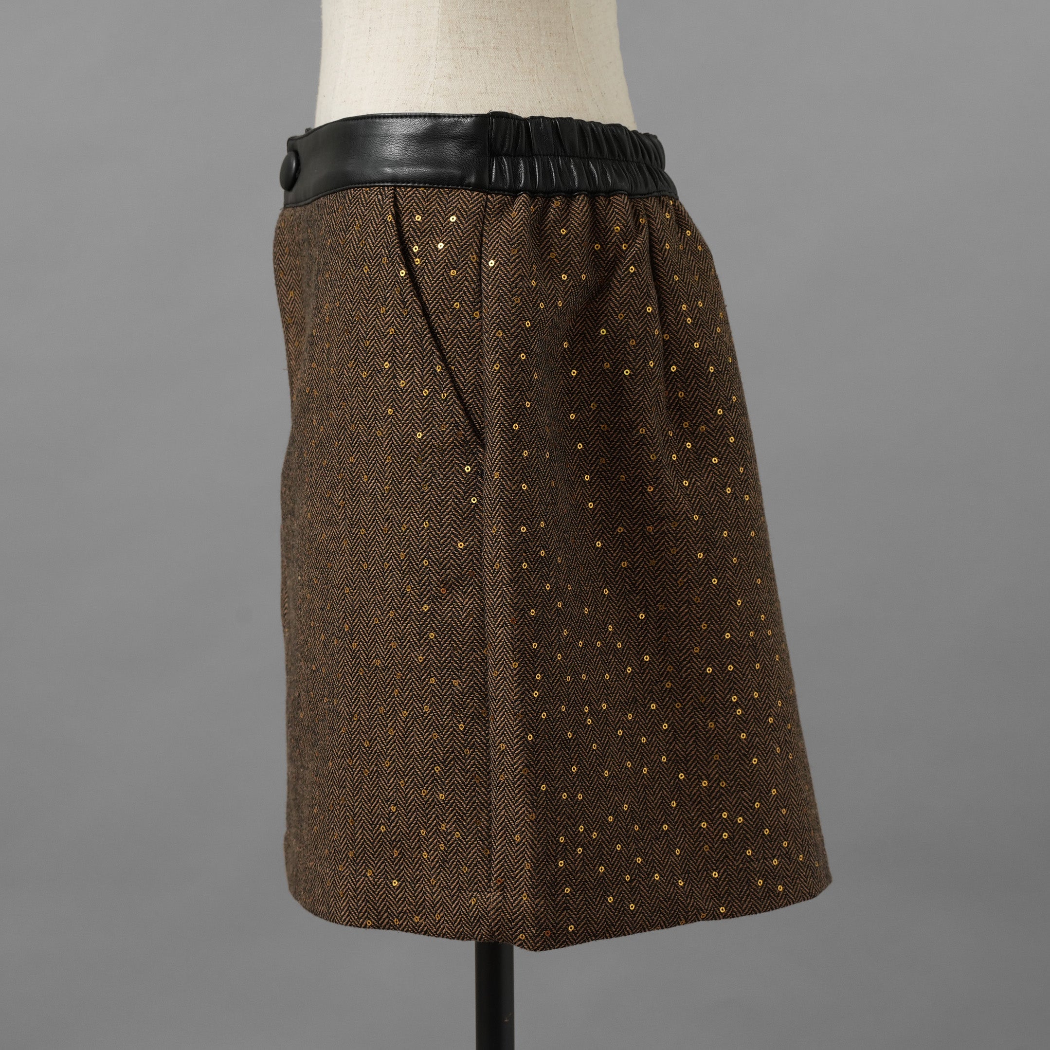 未使用品 ANDREA&Co. アンドレアアンドコー / 25AW シャイニーレザーコンビセットアップ ジャケット スカート / ansun-533 / size FREE (BROWN) レディース