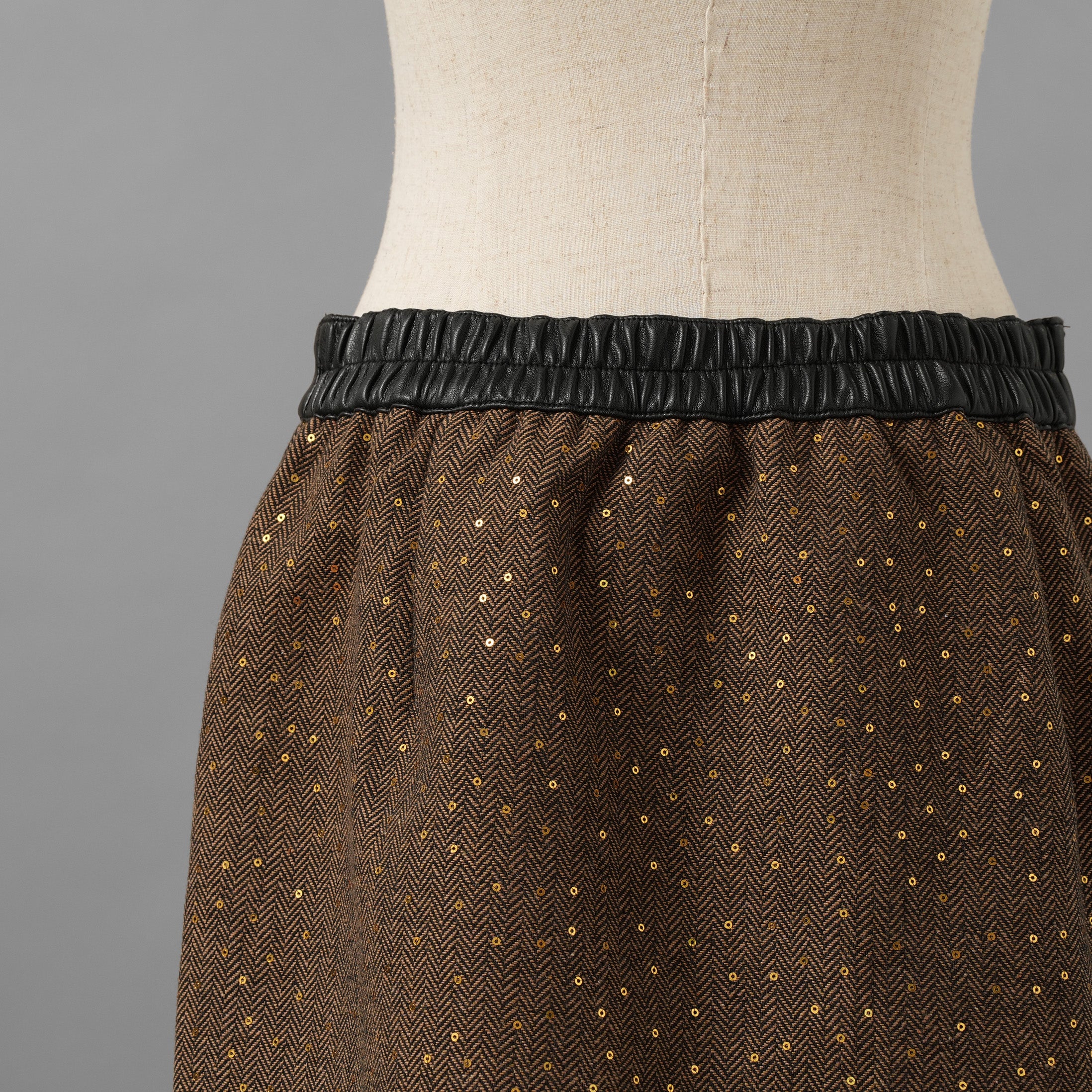 未使用品 ANDREA&Co. アンドレアアンドコー / 25AW シャイニーレザーコンビセットアップ ジャケット スカート / ansun-533 / size FREE (BROWN) レディース