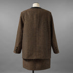 未使用品 ANDREA&Co. アンドレアアンドコー / 25AW シャイニーレザーコンビセットアップ ジャケット スカート / ansun-533 / size FREE (BROWN) レディース