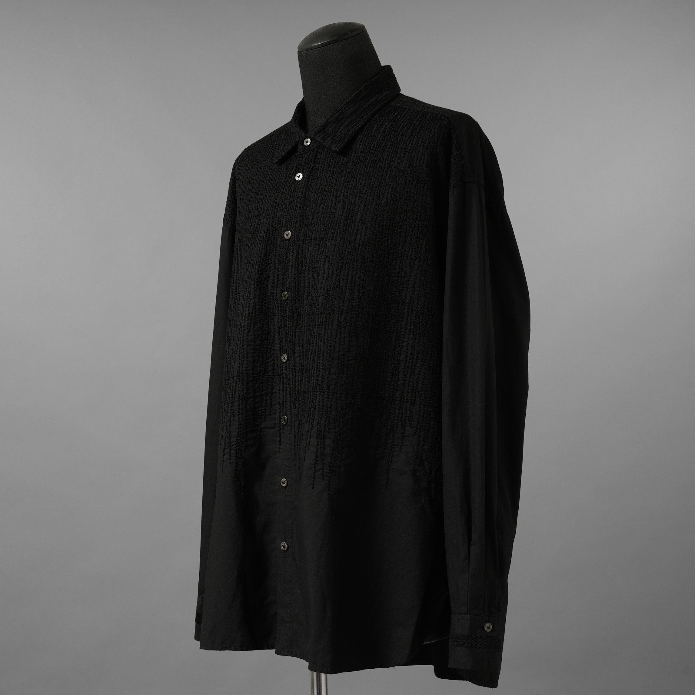 The Viridi-anne ザ ヴィリディアン / 25SS エンブロイダリーシャツ 長袖シャツ / VI-3851-02 / size 2 (BLACK)