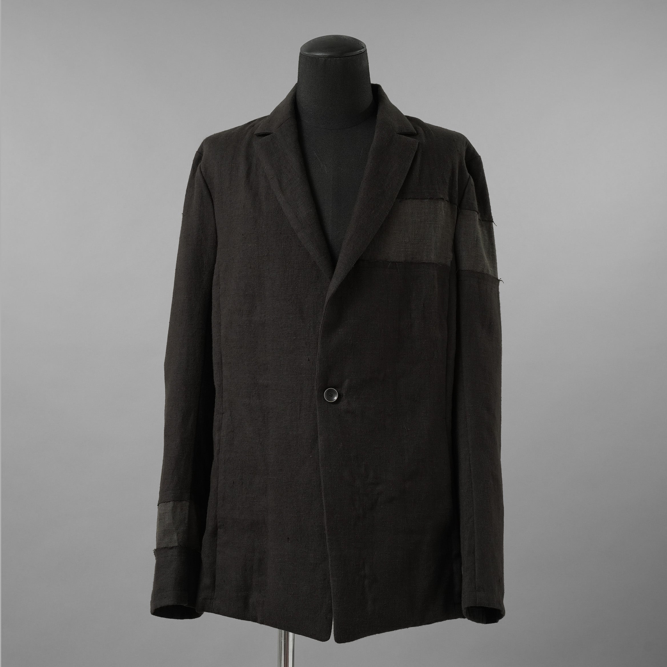 bajra バジュラ / 美品 25AW リネンキャンバス両面起毛テーラード ジャケット / 159BJ03 / size 3 (BLACK×KAHKI)