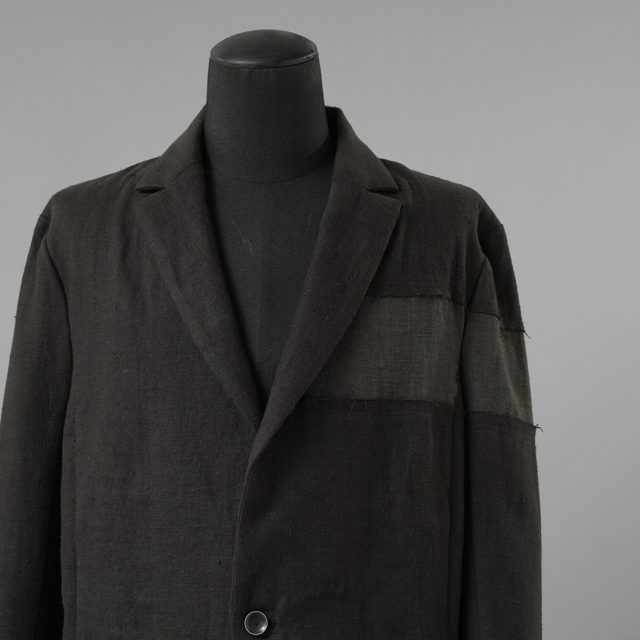 bajra バジュラ / 美品 25AW リネンキャンバス両面起毛テーラード ジャケット / 159BJ03 / size 3 (BLACK×KAHKI)