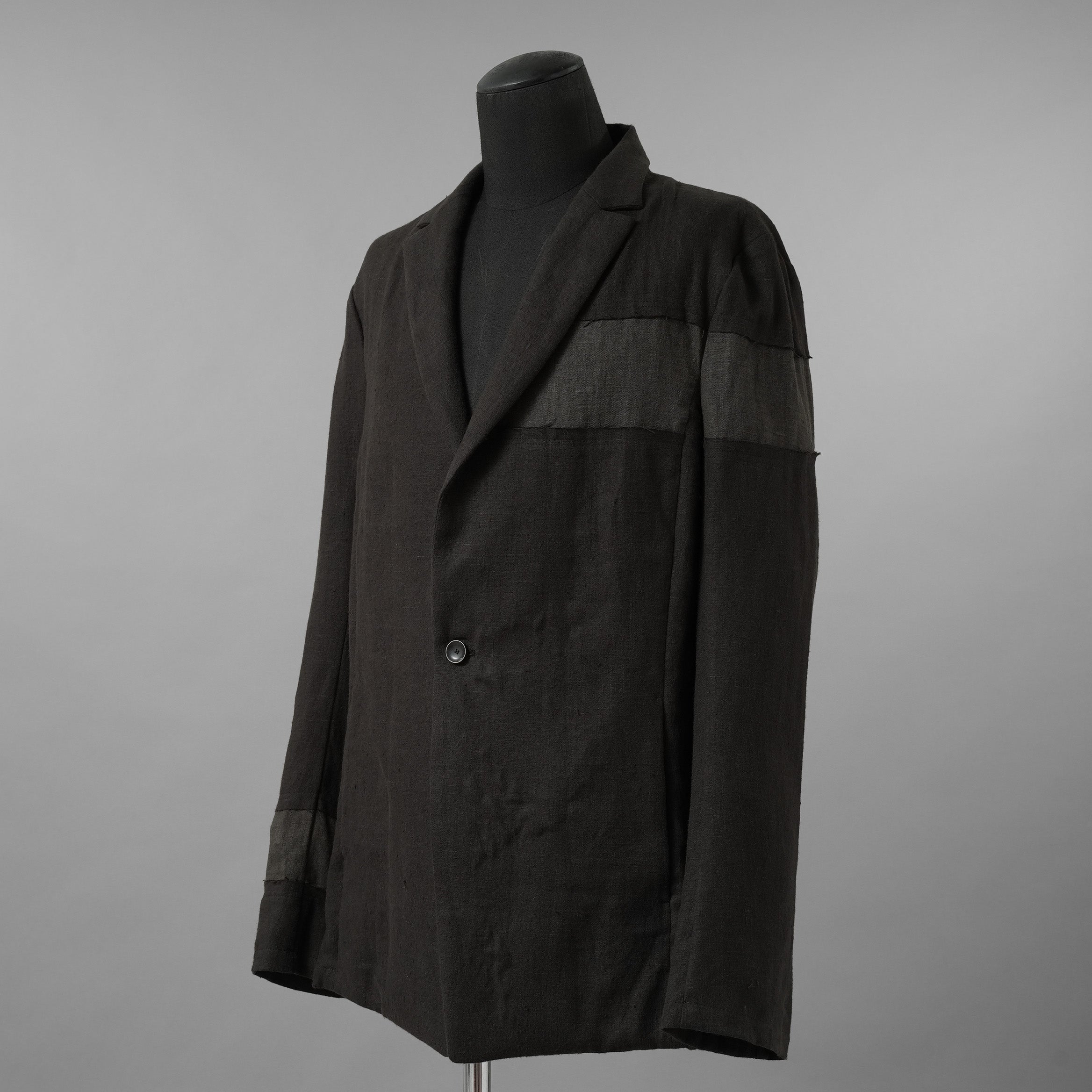 bajra バジュラ / 美品 25AW リネンキャンバス両面起毛テーラード ジャケット / 159BJ03 / size 3 (BLACK×KAHKI)