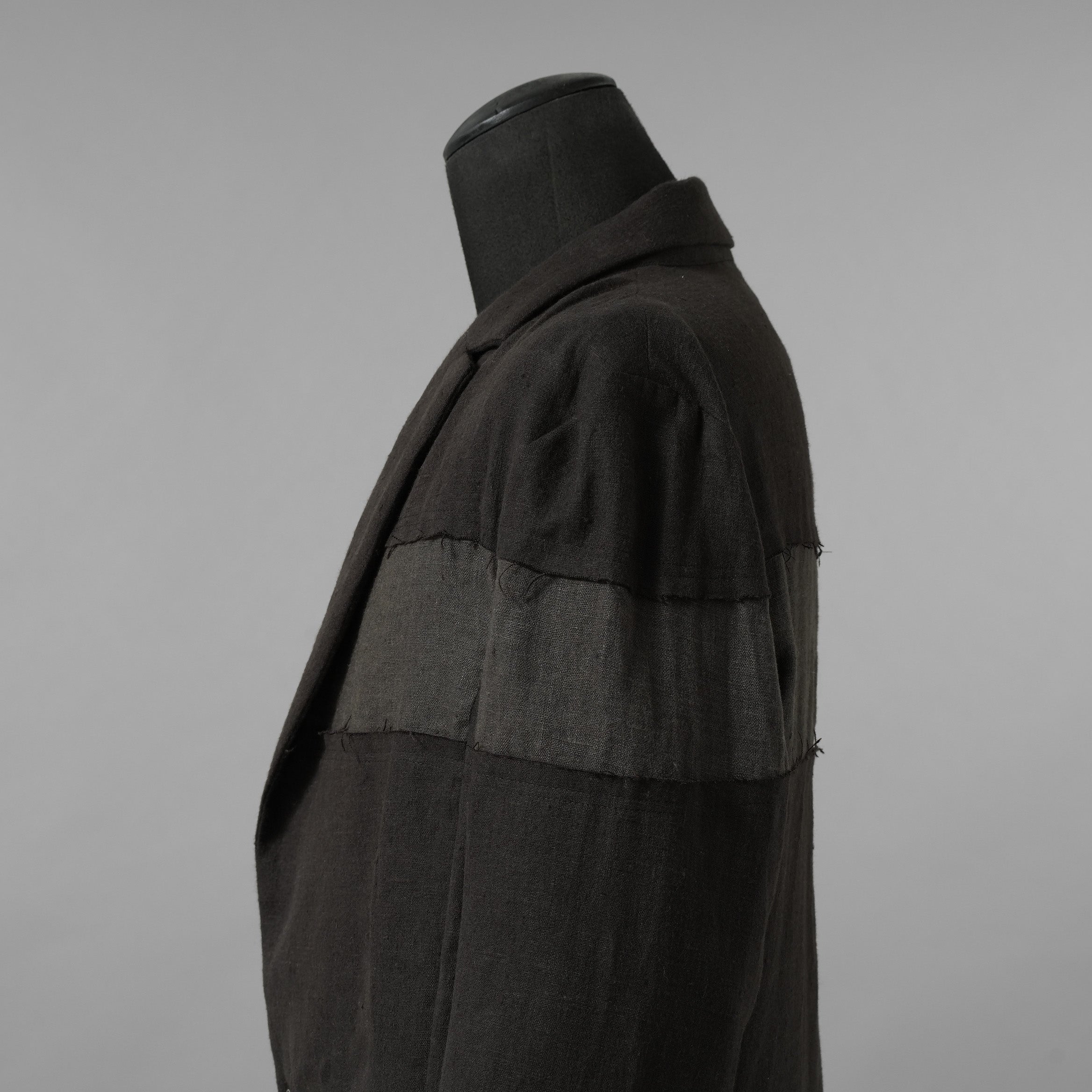 bajra バジュラ / 美品 25AW リネンキャンバス両面起毛テーラード ジャケット / 159BJ03 / size 3 (BLACK×KAHKI)